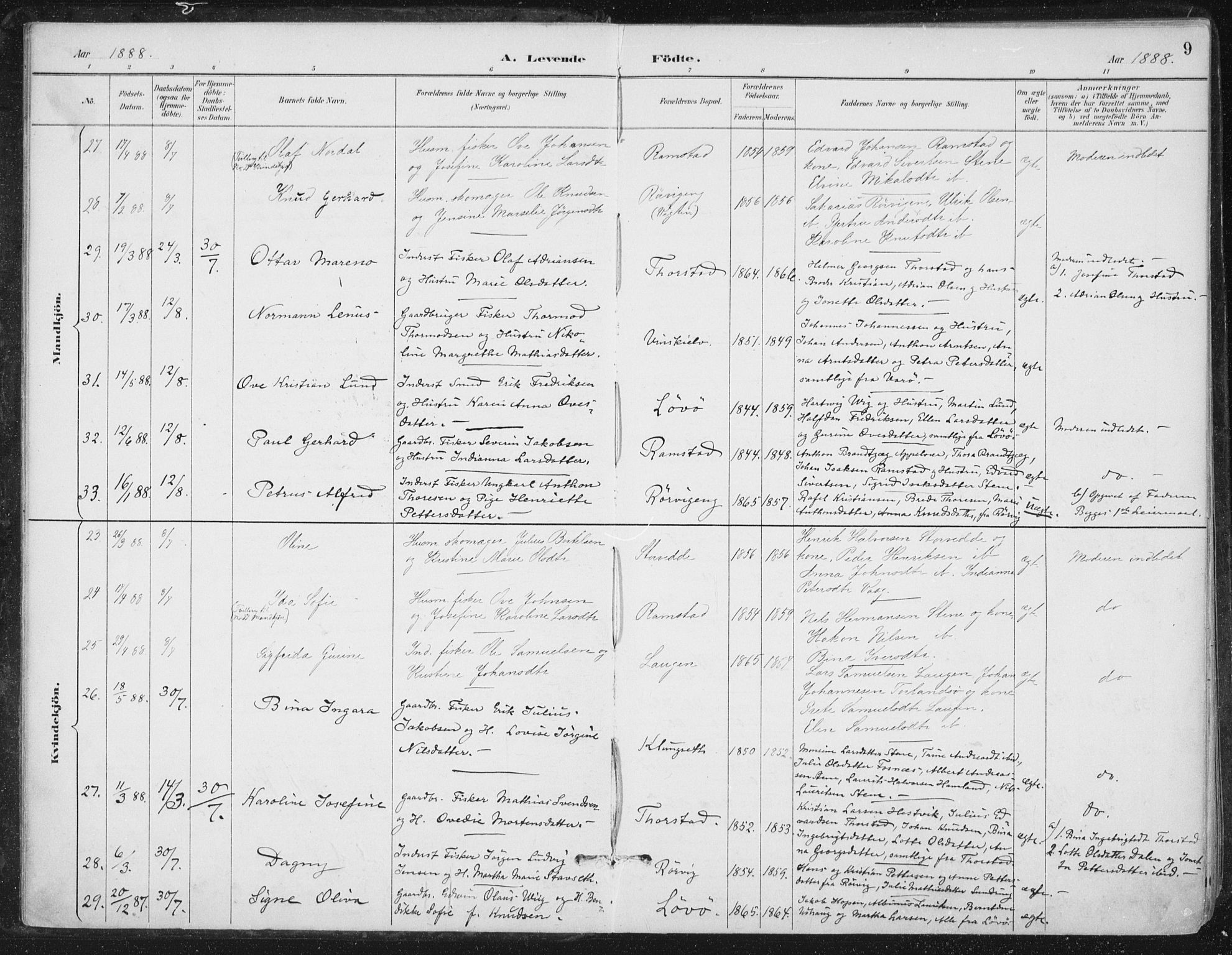 Ministerialprotokoller, klokkerbøker og fødselsregistre - Nord-Trøndelag, SAT/A-1458/784/L0673: Parish register (official) no. 784A08, 1888-1899, p. 9