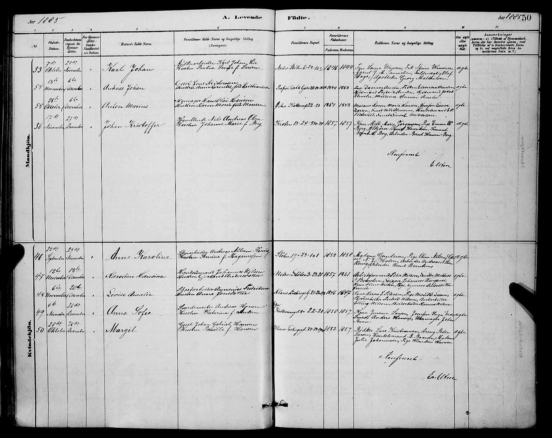 Mariakirken Sokneprestembete, AV/SAB-A-76901/H/Hab/L0004: Parish register (copy) no. A 4, 1878-1892, p. 50