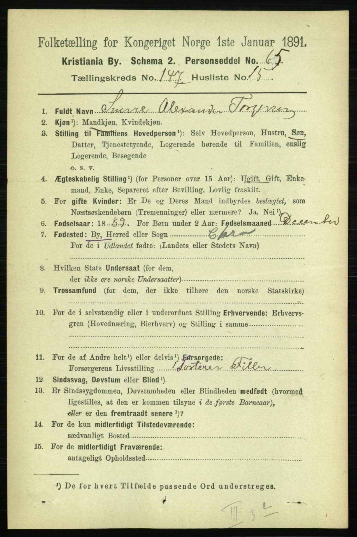 RA, 1891 census for 0301 Kristiania, 1891, p. 82093