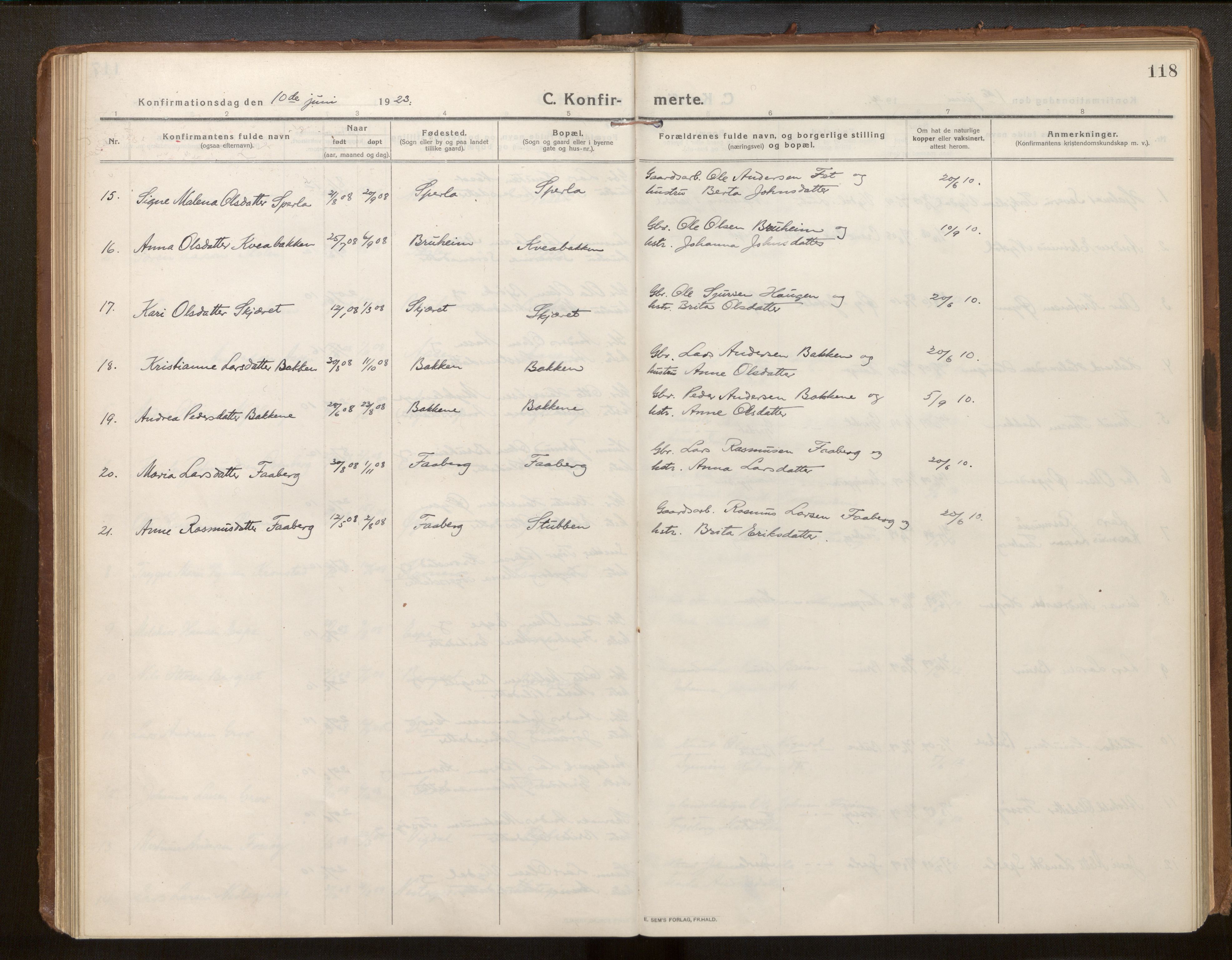 Jostedal sokneprestembete, AV/SAB-A-80601/H/Haa/Haab/L0002: Parish register (official) no. B 2, 1915-1931, p. 118