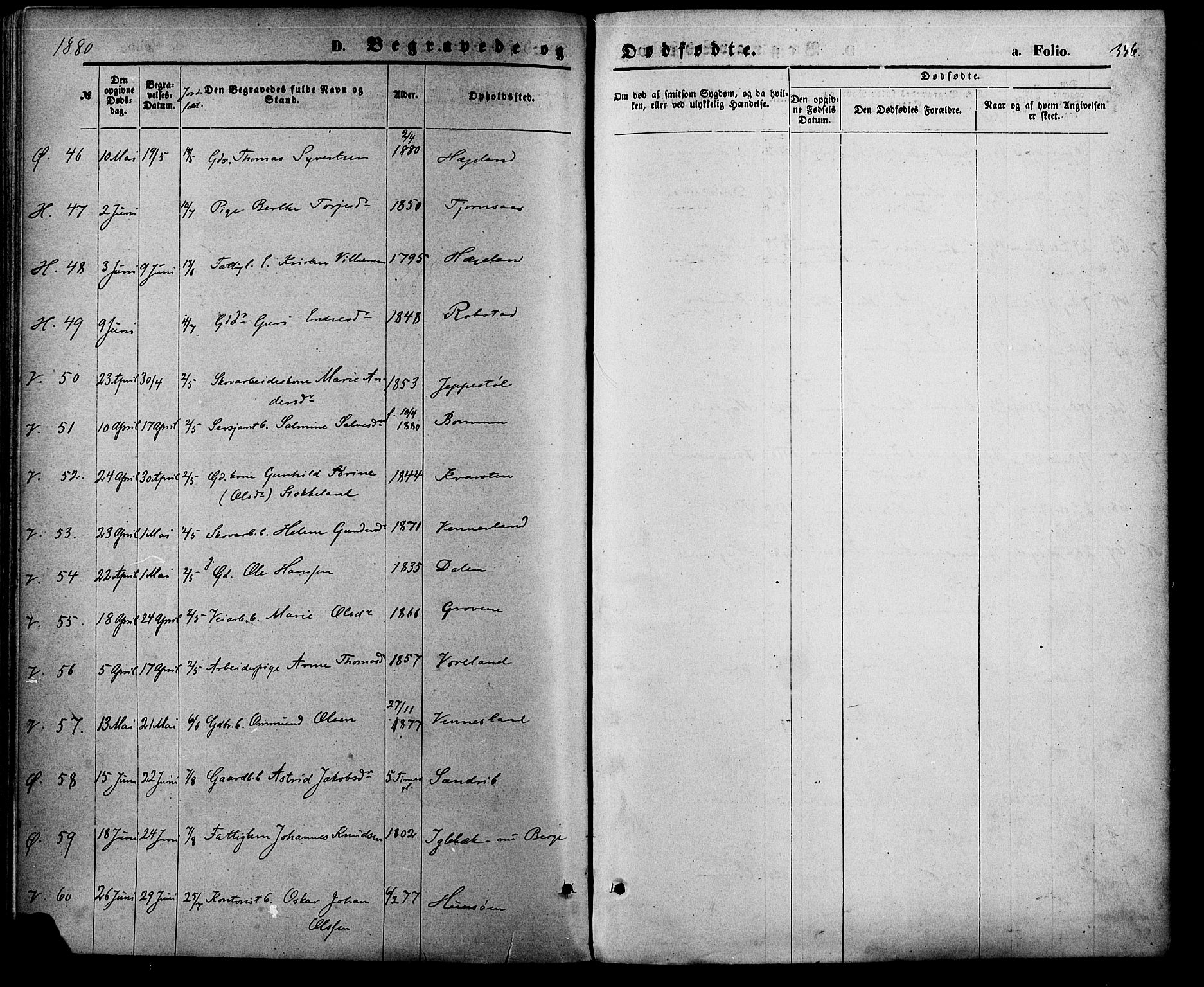 Vennesla sokneprestkontor, AV/SAK-1111-0045/Fa/Fac/L0008: Parish register (official) no. A 8, 1874-1883, p. 346