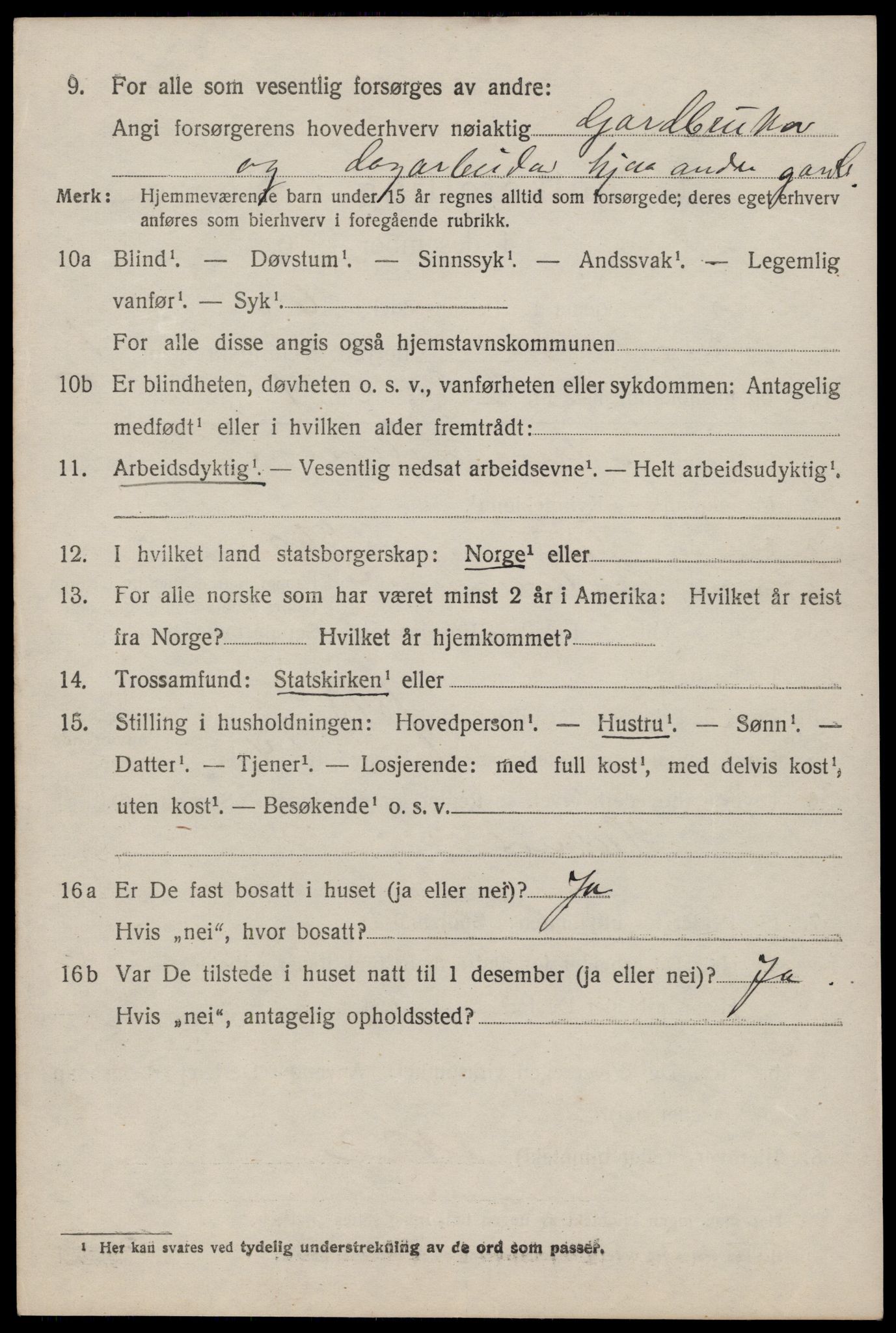 SAST, 1920 census for Stangaland, 1920, p. 594