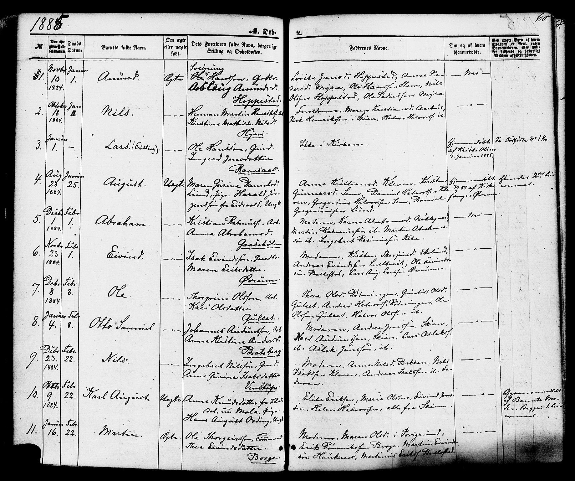 Gjerpen kirkebøker, SAKO/A-265/F/Fa/L0009: Parish register (official) no. I 9, 1872-1885, p. 60