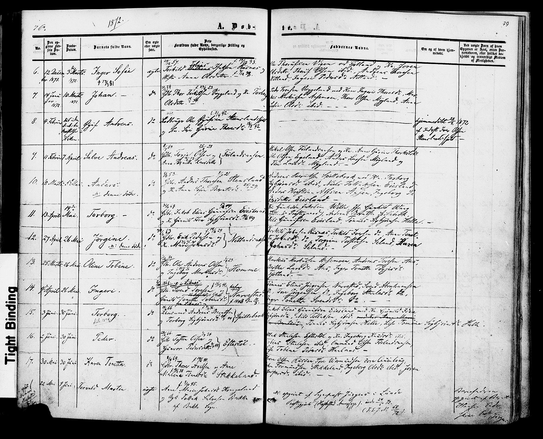 Fjotland sokneprestkontor, AV/SAK-1111-0010/F/Fa/L0001: Parish register (official) no. A 1, 1850-1879, p. 79