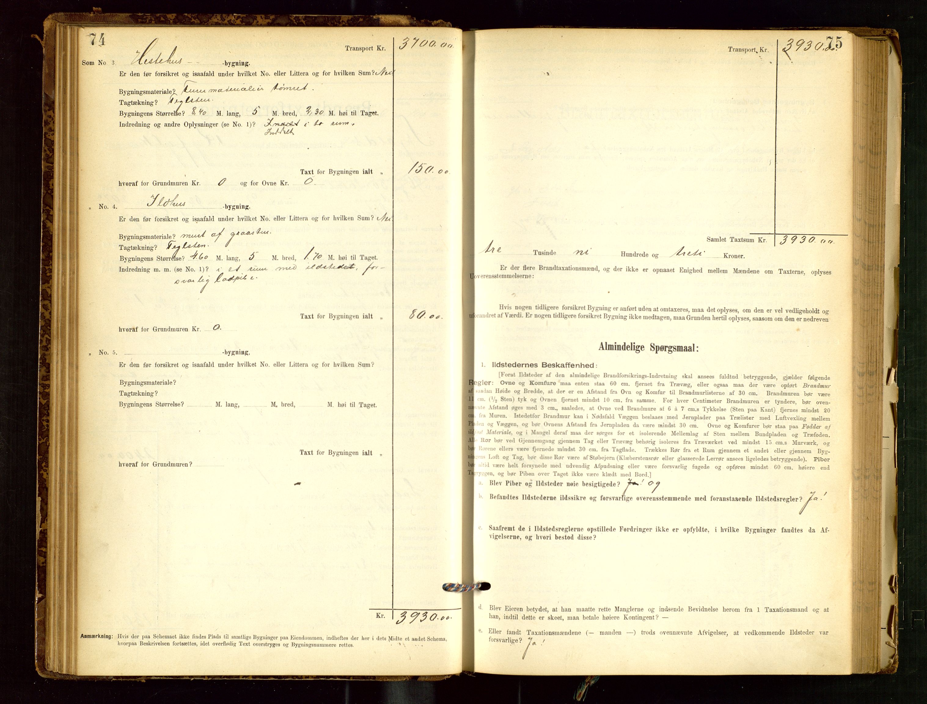 Skjold lensmannskontor, SAST/A-100182/Gob/L0001: "Brandtaxationsprotokol for Skjold Lensmandsdistrikt Ryfylke Fogderi", 1894-1939, p. 74-75