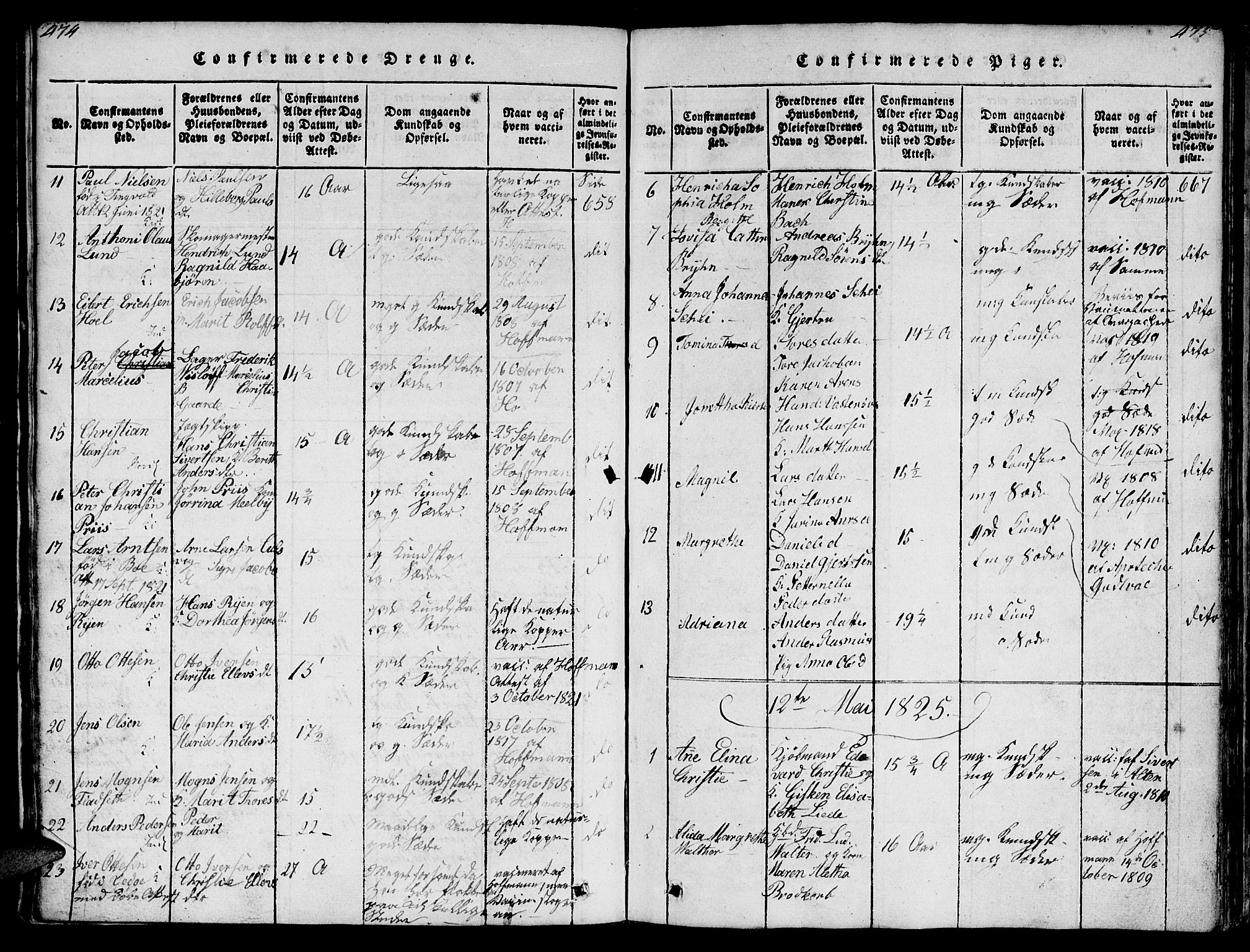 Ministerialprotokoller, klokkerbøker og fødselsregistre - Møre og Romsdal, AV/SAT-A-1454/572/L0856: Parish register (copy) no. 572C01, 1819-1832, p. 474-475