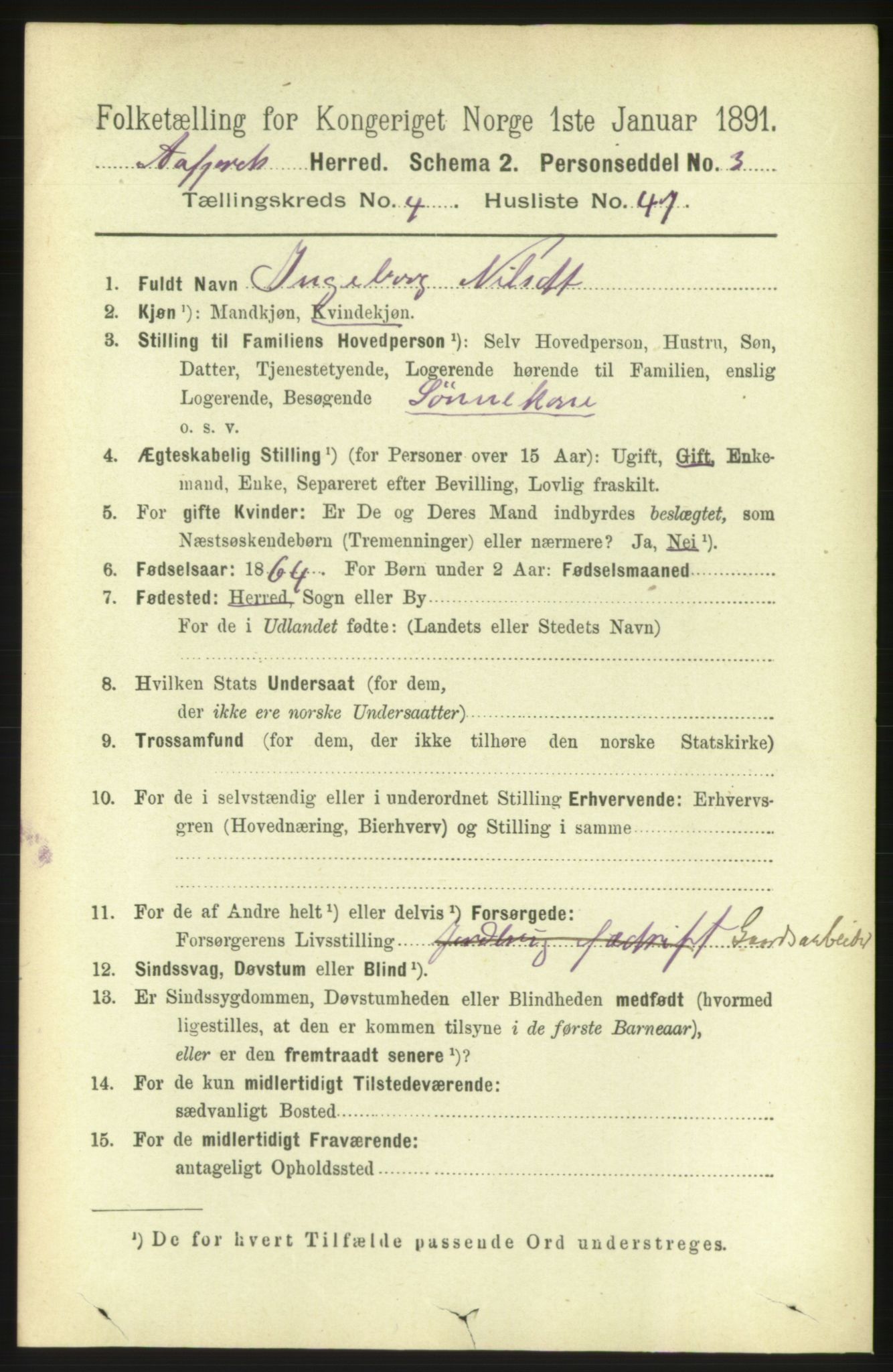 RA, 1891 census for 1630 Åfjord, 1891, p. 1144