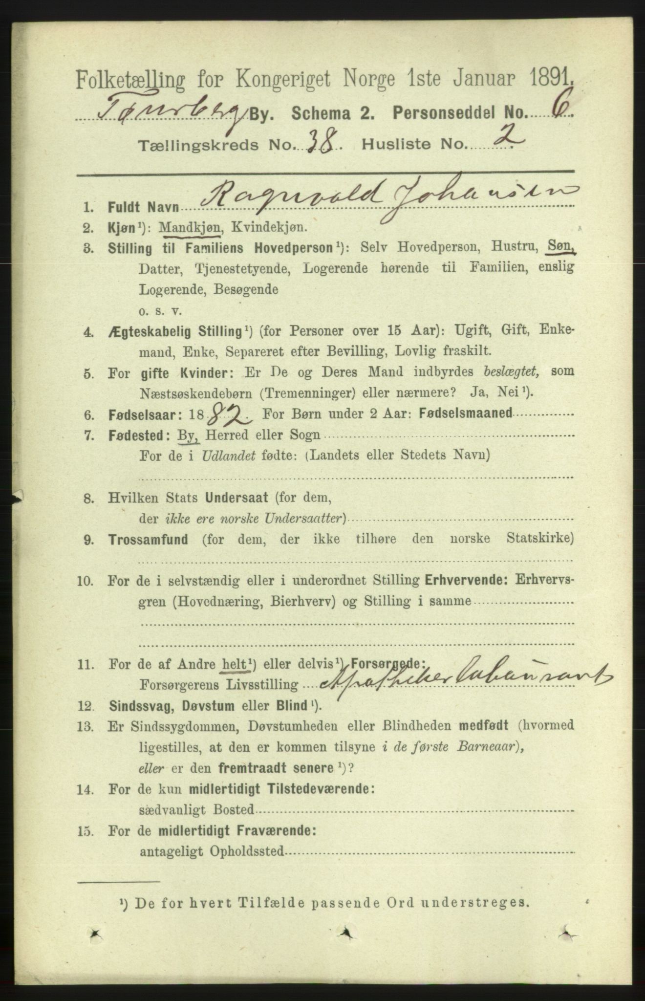 RA, 1891 census for 0705 Tønsberg, 1891, p. 8094