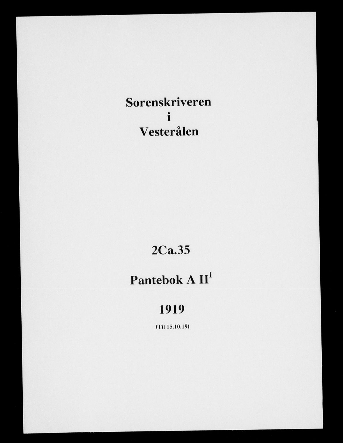 Vesterålen sorenskriveri, SAT/A-4180/1/2/2Ca/L0035: Mortgage book no. A II-I, 1919-1919