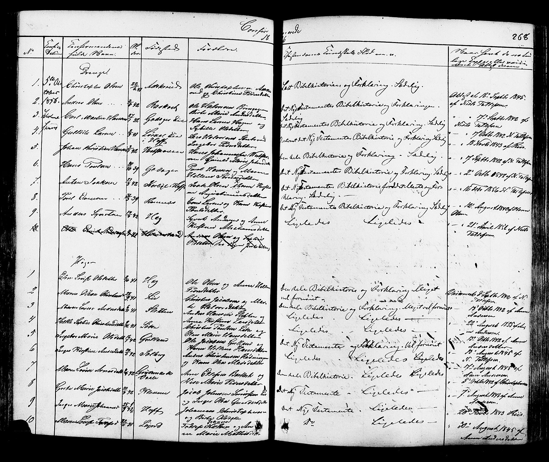 Botne kirkebøker, AV/SAKO-A-340/F/Fa/L0006: Parish register (official) no. I 6, 1836-1877, p. 268