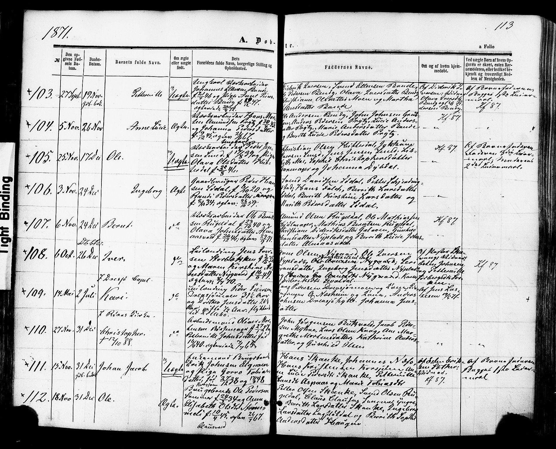 Ministerialprotokoller, klokkerbøker og fødselsregistre - Sør-Trøndelag, SAT/A-1456/681/L0932: Parish register (official) no. 681A10, 1860-1878, p. 113
