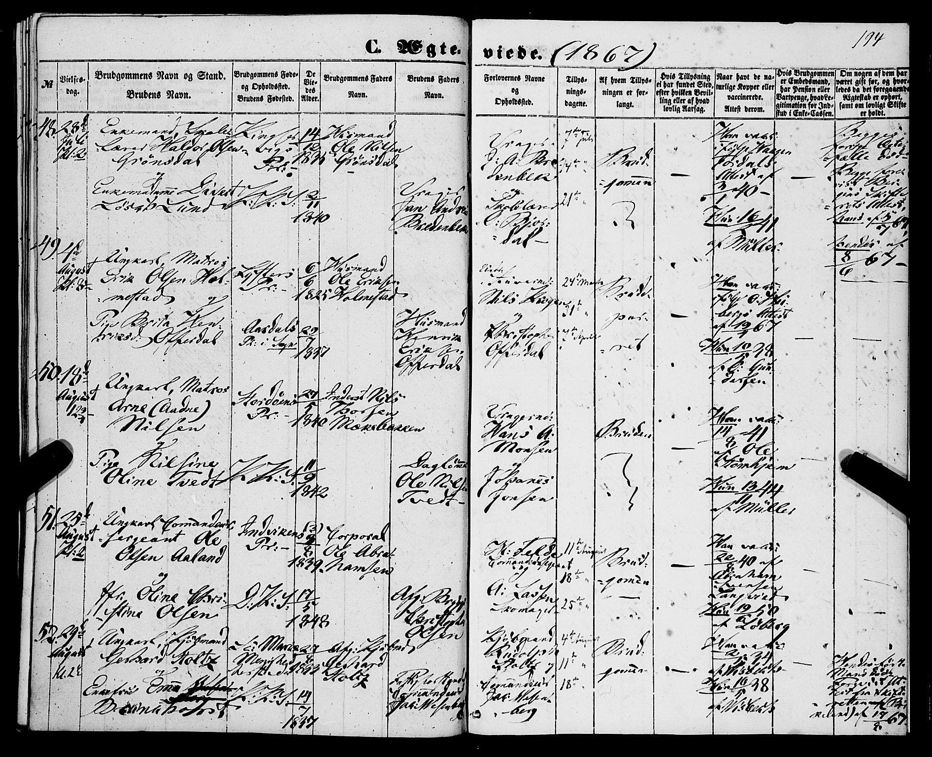 Korskirken sokneprestembete, AV/SAB-A-76101/H/Haa/L0035: Parish register (official) no. D 2, 1852-1867, p. 194