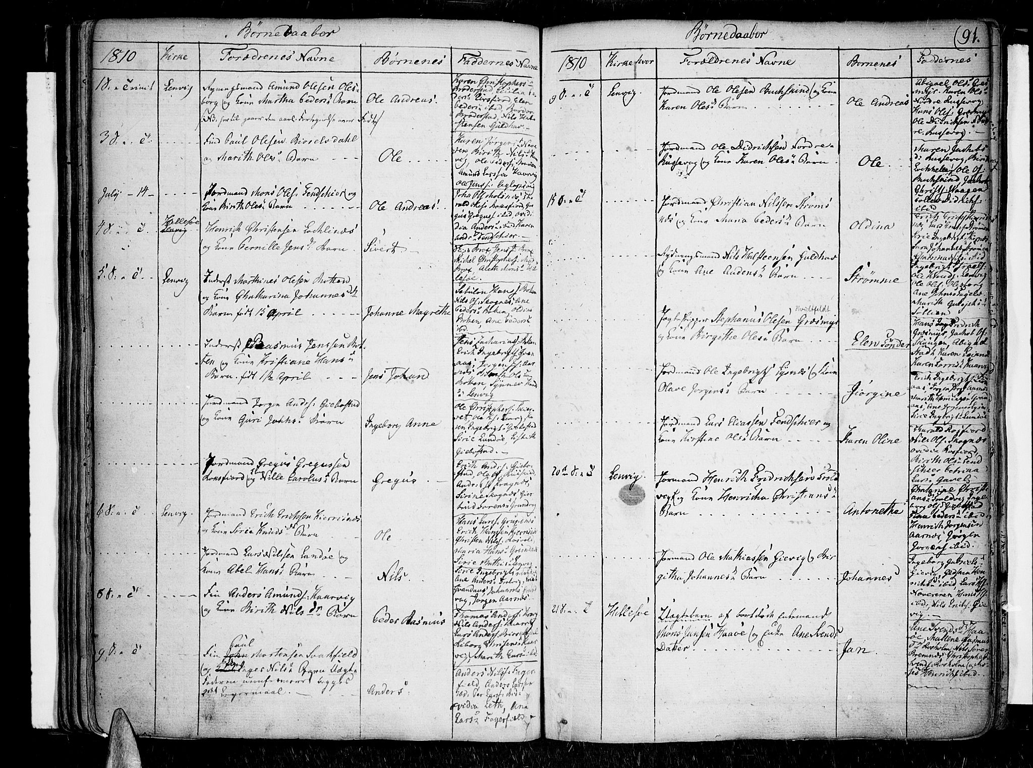 Lenvik sokneprestembete, SATØ/S-1310/H/Ha/Haa/L0002kirke: Parish register (official) no. 2, 1784-1820, p. 91