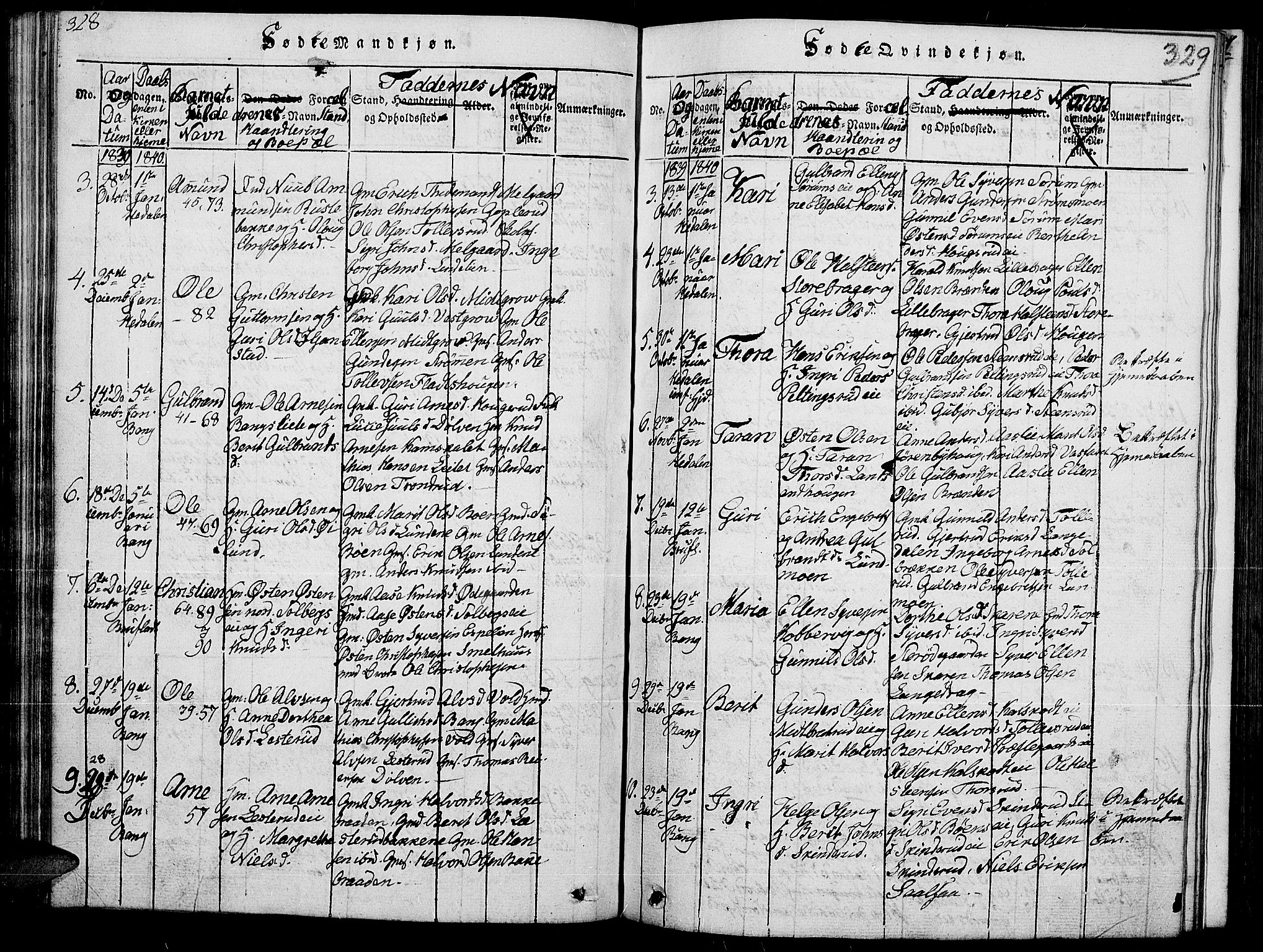 Sør-Aurdal prestekontor, SAH/PREST-128/H/Ha/Hab/L0002: Parish register (copy) no. 2, 1826-1840, p. 328-329