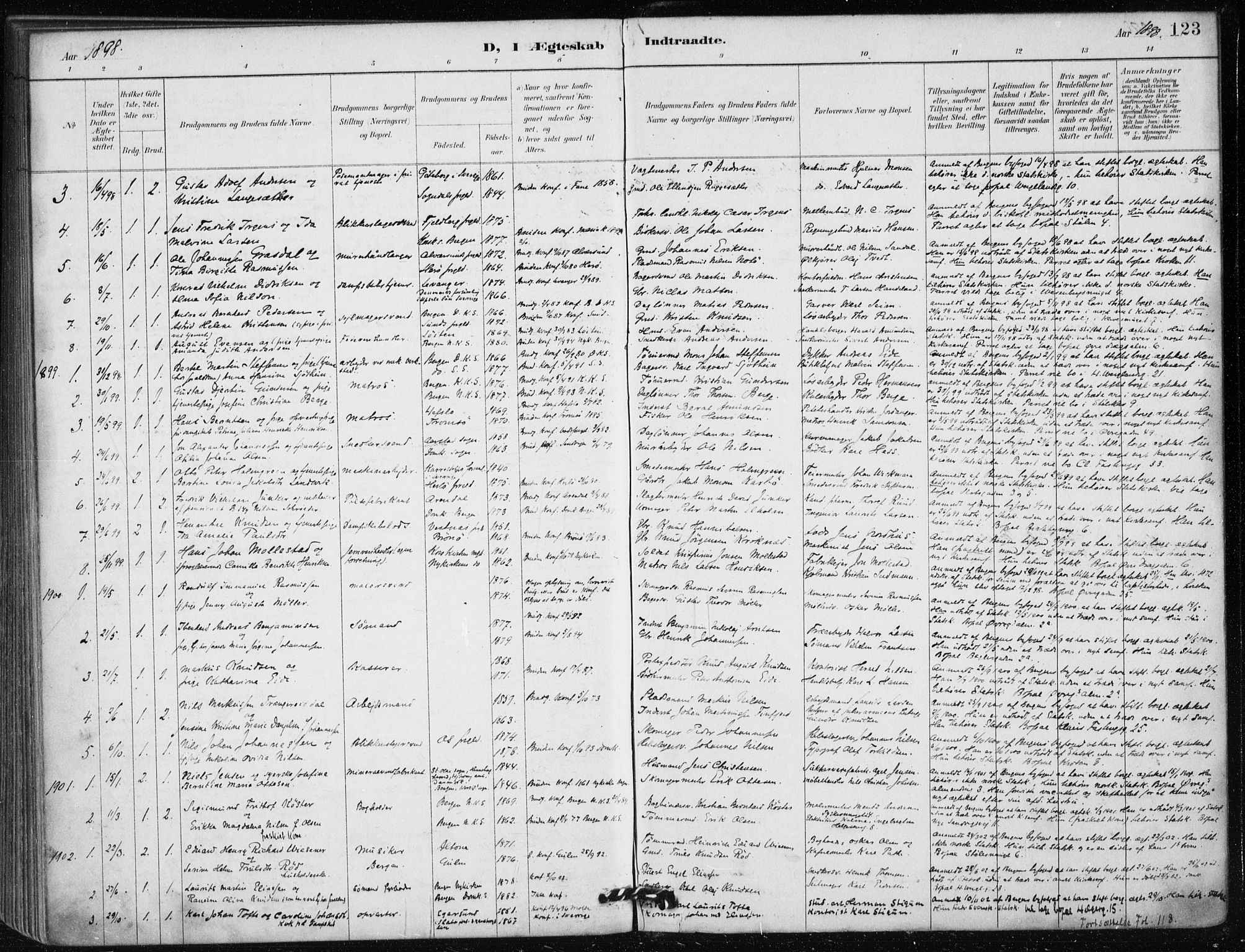 Mariakirken Sokneprestembete, SAB/A-76901/H/Haa/L0013: Parish register (official) no. C 1, 1889-1900, p. 123
