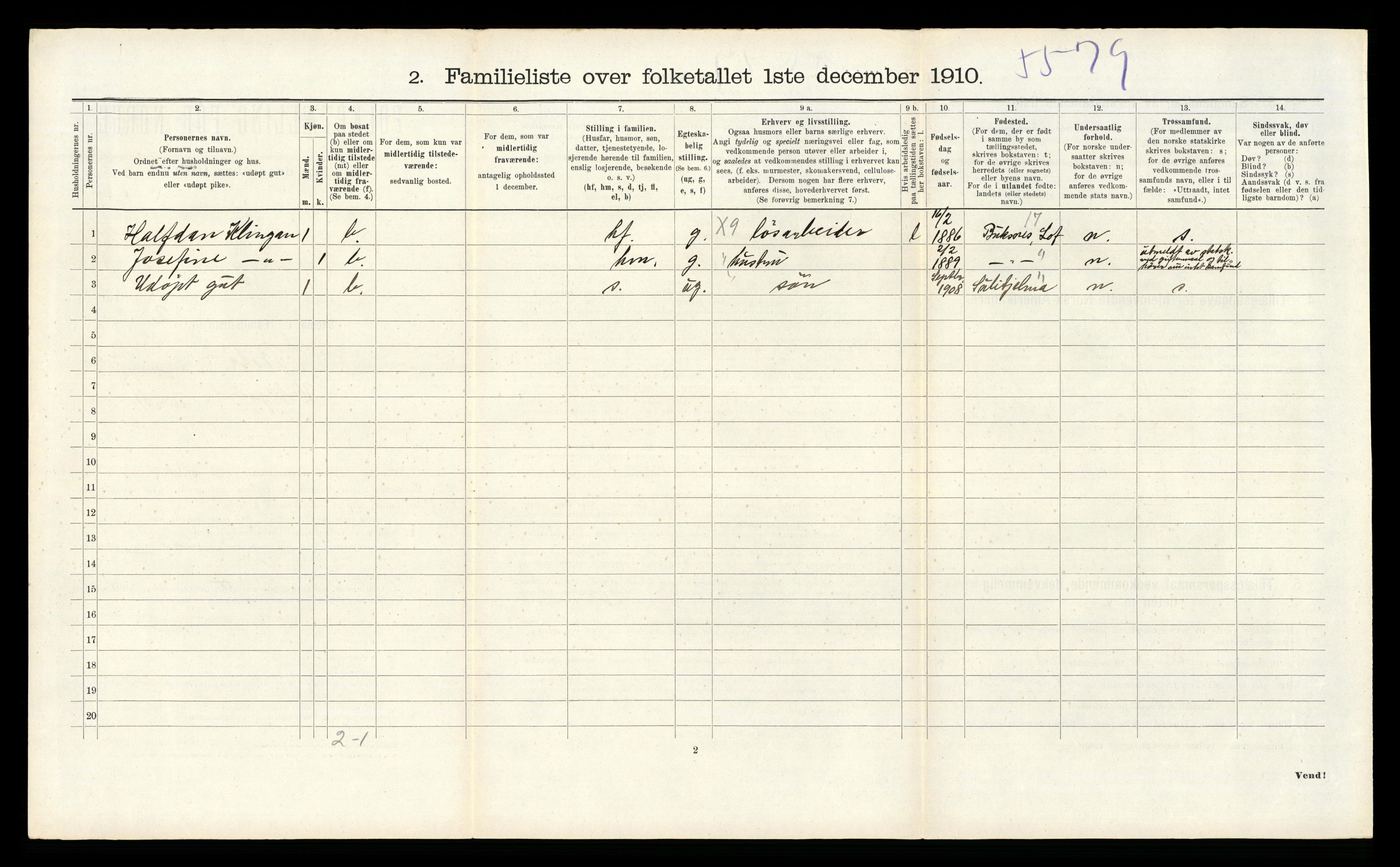 RA, 1910 census for Bodø, 1910, p. 336