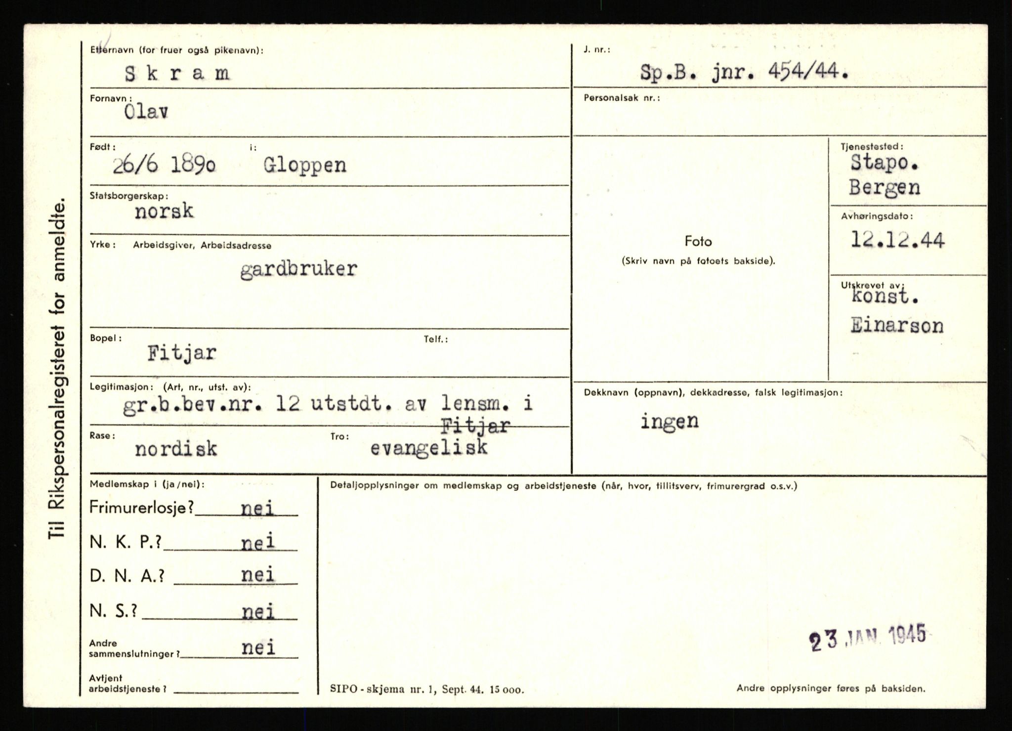 Statspolitiet - Hovedkontoret / Osloavdelingen, AV/RA-S-1329/C/Ca/L0014: Seterlien - Svartås, 1943-1945, p. 1465