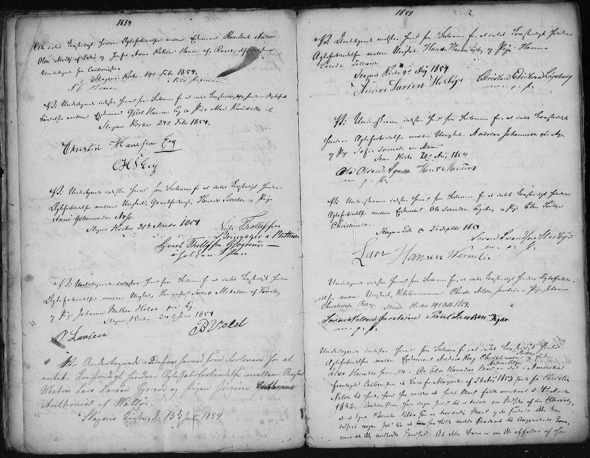 Sem kirkebøker, AV/SAKO-A-5/Y/Ya/L0001: Best man's statements no. 1, 1848-1864