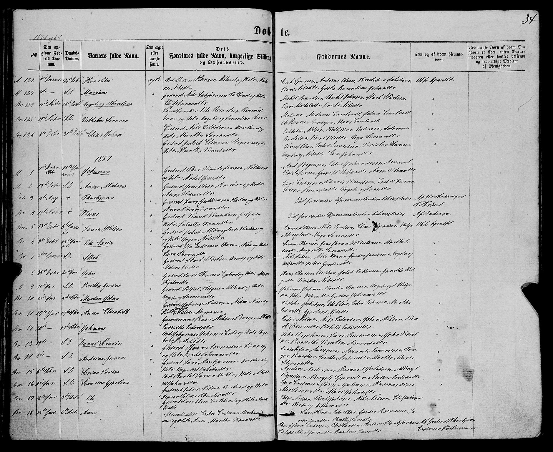 Finnås sokneprestembete, SAB/A-99925/H/Ha/Haa/Haaa/L0008: Parish register (official) no. A 8, 1863-1872, p. 34