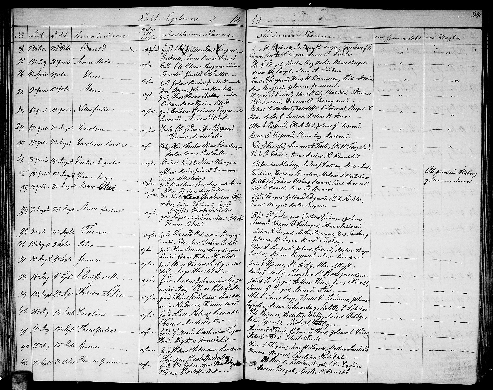 Fet prestekontor Kirkebøker, SAO/A-10370a/G/Ga/L0002: Parish register (copy) no. I 2, 1843-1859, p. 94