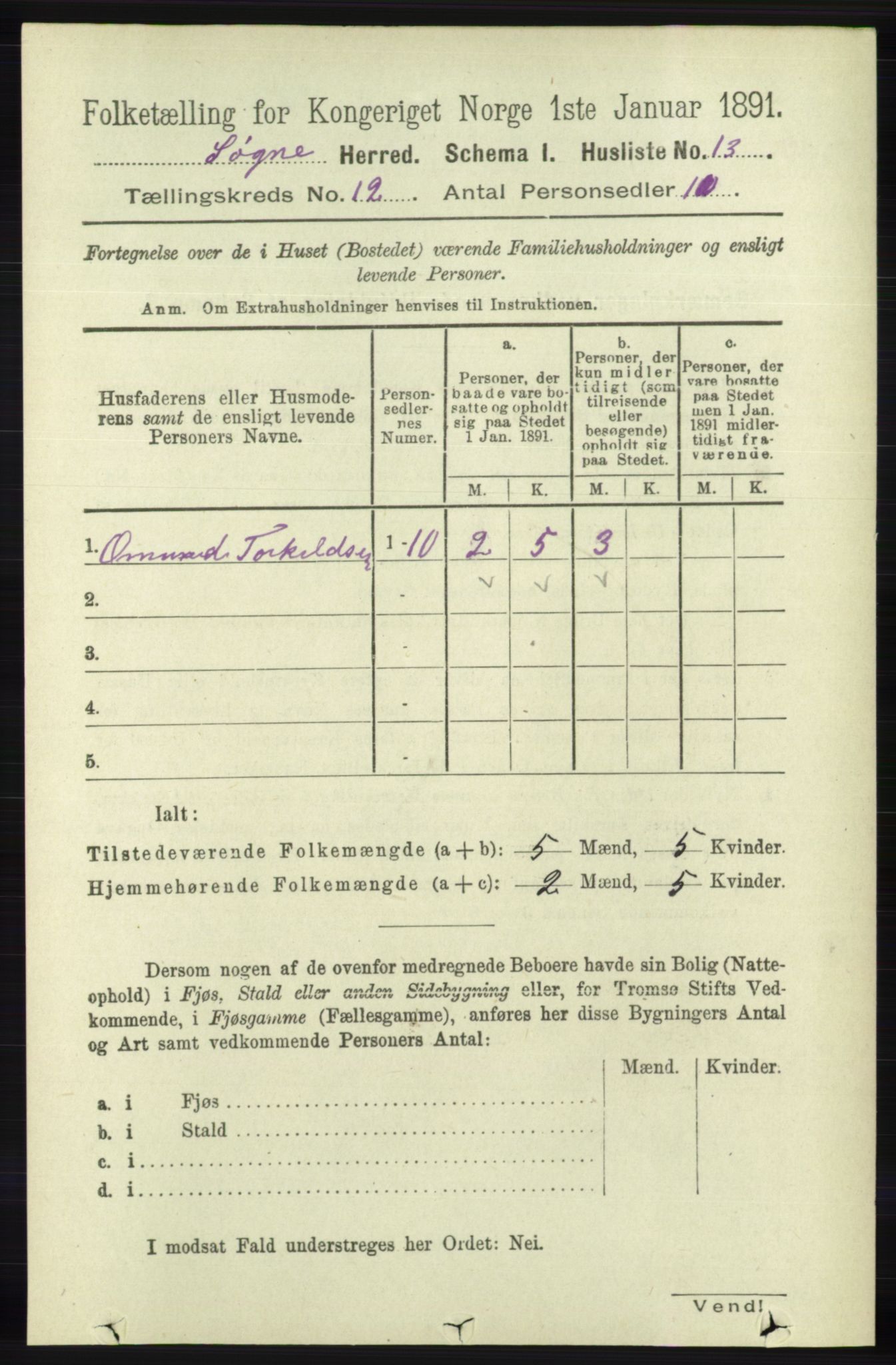 RA, 1891 census for 1018 Søgne, 1891, p. 3117