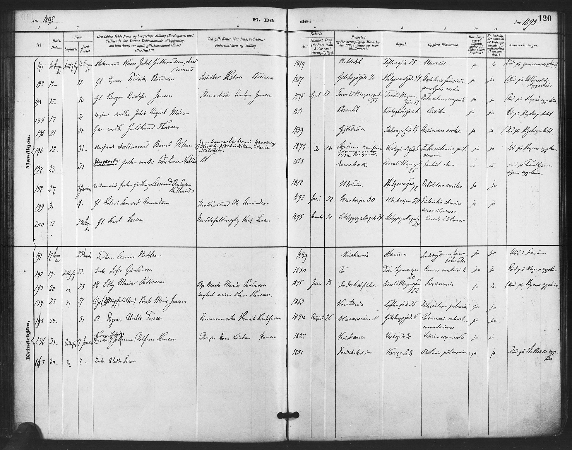 Paulus prestekontor Kirkebøker, SAO/A-10871/F/Fa/L0011: Parish register (official) no. 11, 1889-1897, p. 120
