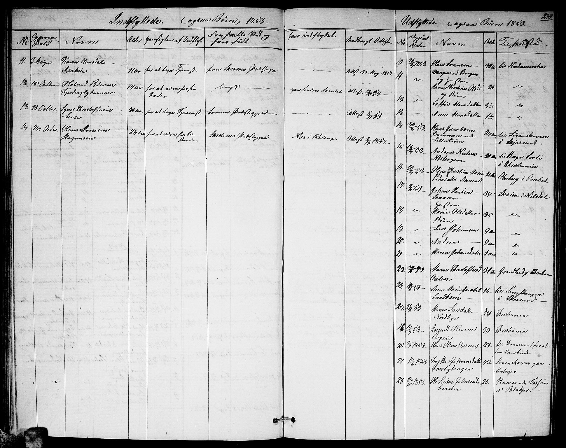 Fet prestekontor Kirkebøker, AV/SAO-A-10370a/G/Ga/L0002: Parish register (copy) no. I 2, 1843-1859, p. 239