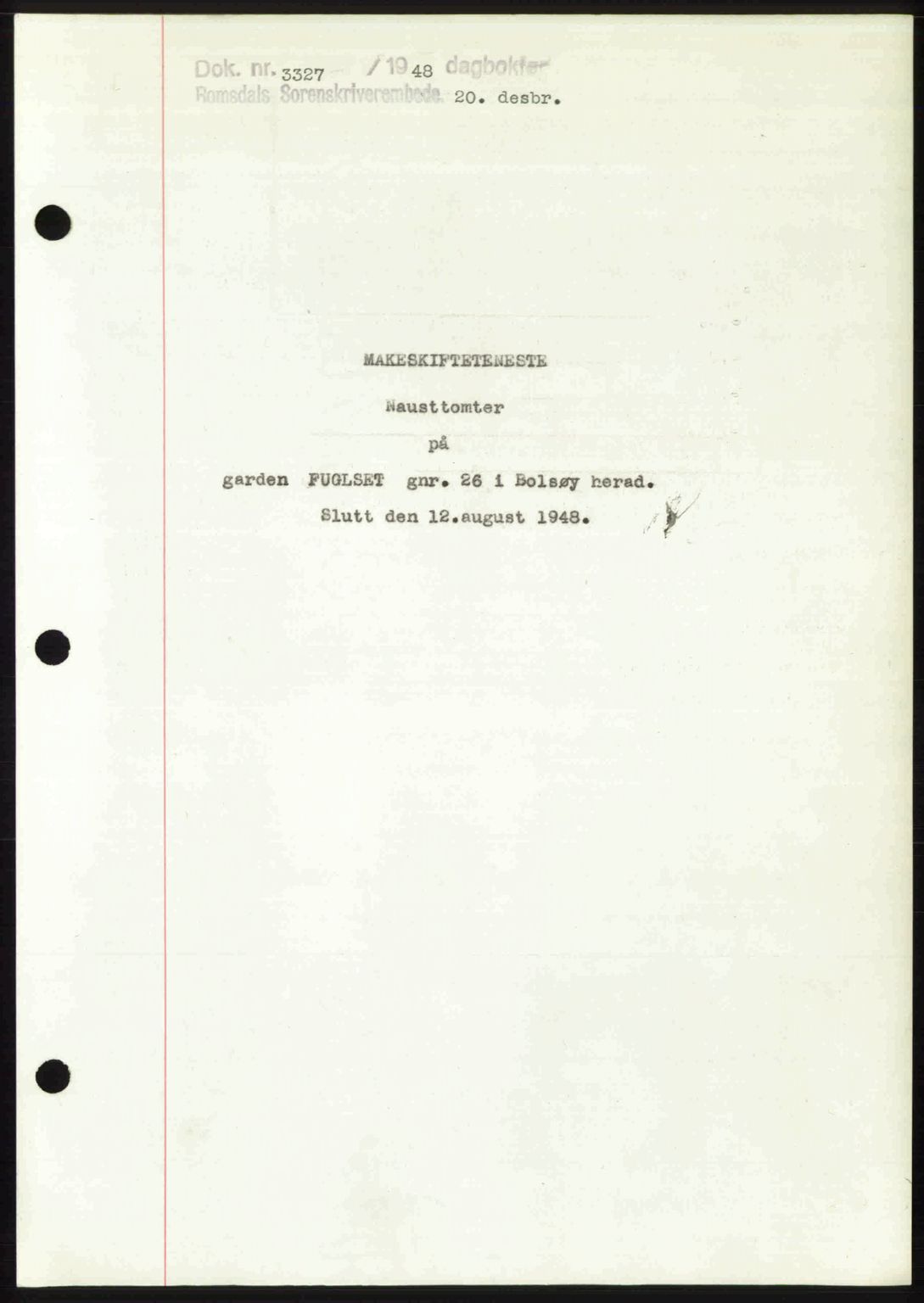 Romsdal sorenskriveri, AV/SAT-A-4149/1/2/2C: Mortgage book no. A28, 1948-1949, Diary no: : 3327/1948