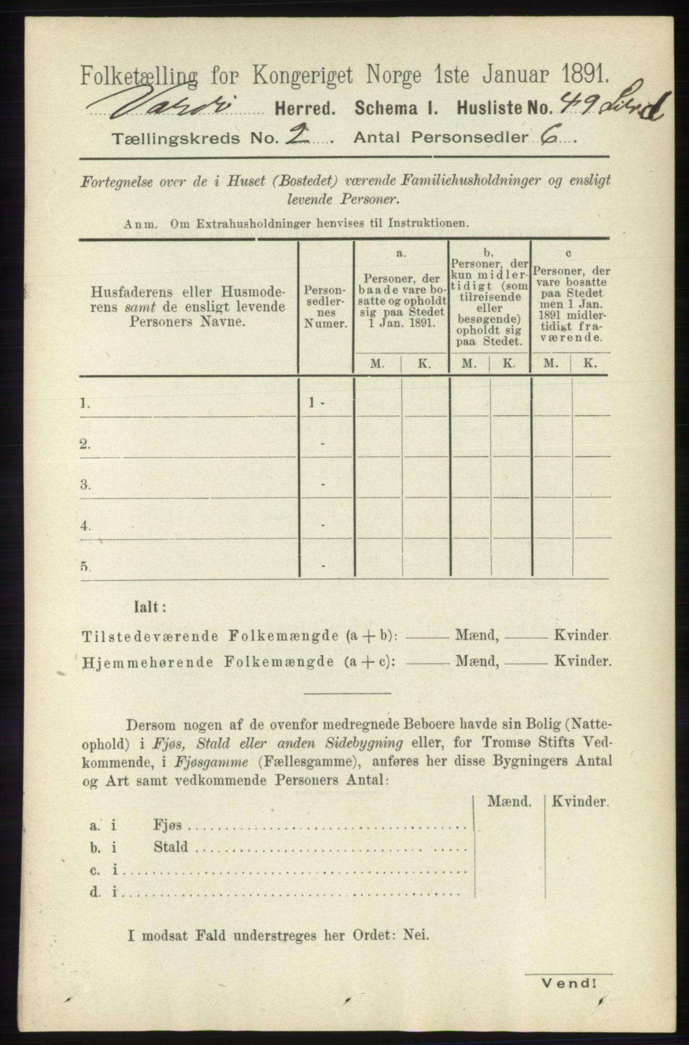 RA, 1891 census for 2028 Vardø, 1891, p. 266