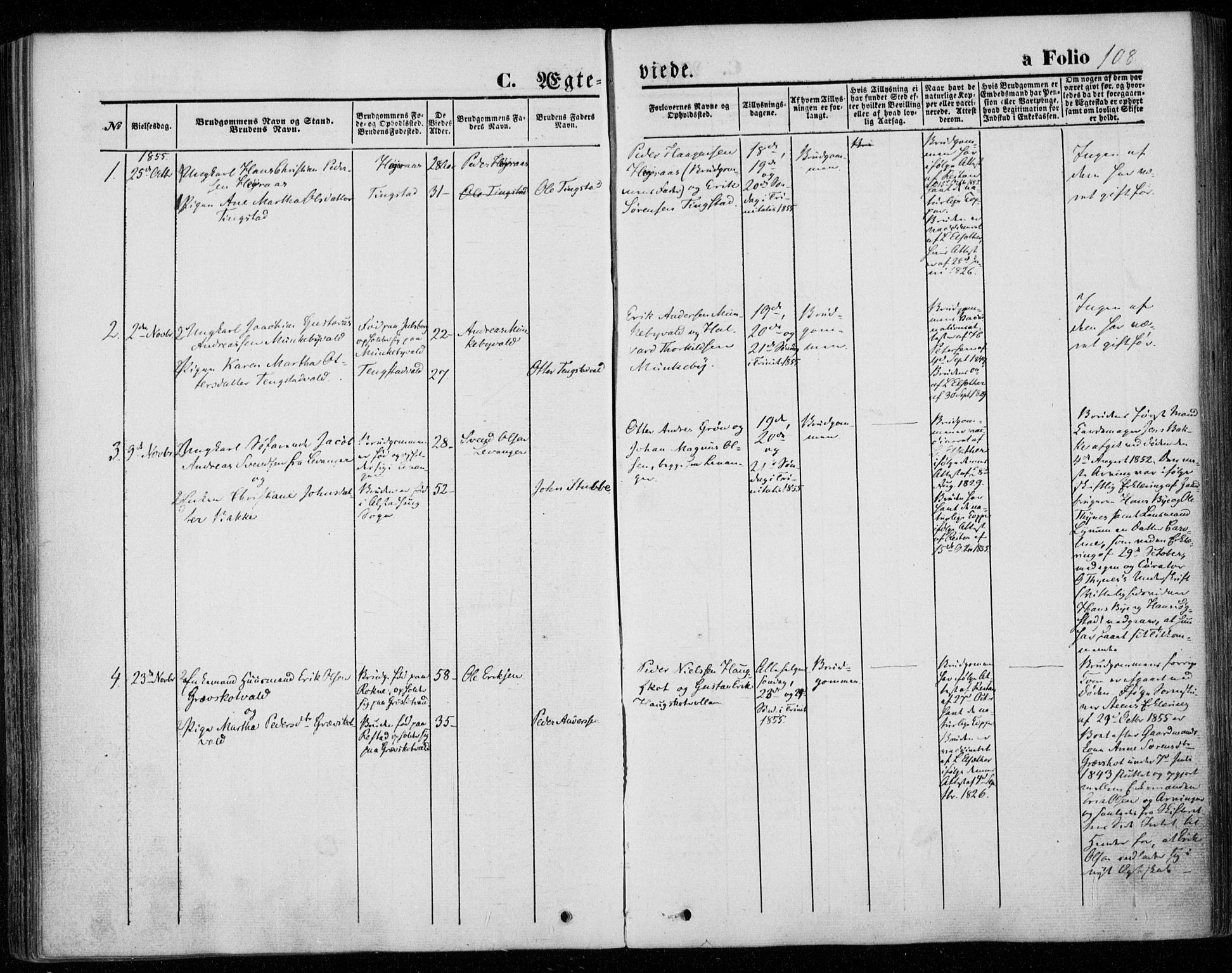 Ministerialprotokoller, klokkerbøker og fødselsregistre - Nord-Trøndelag, SAT/A-1458/720/L0184: Parish register (official) no. 720A02 /1, 1855-1863, p. 108