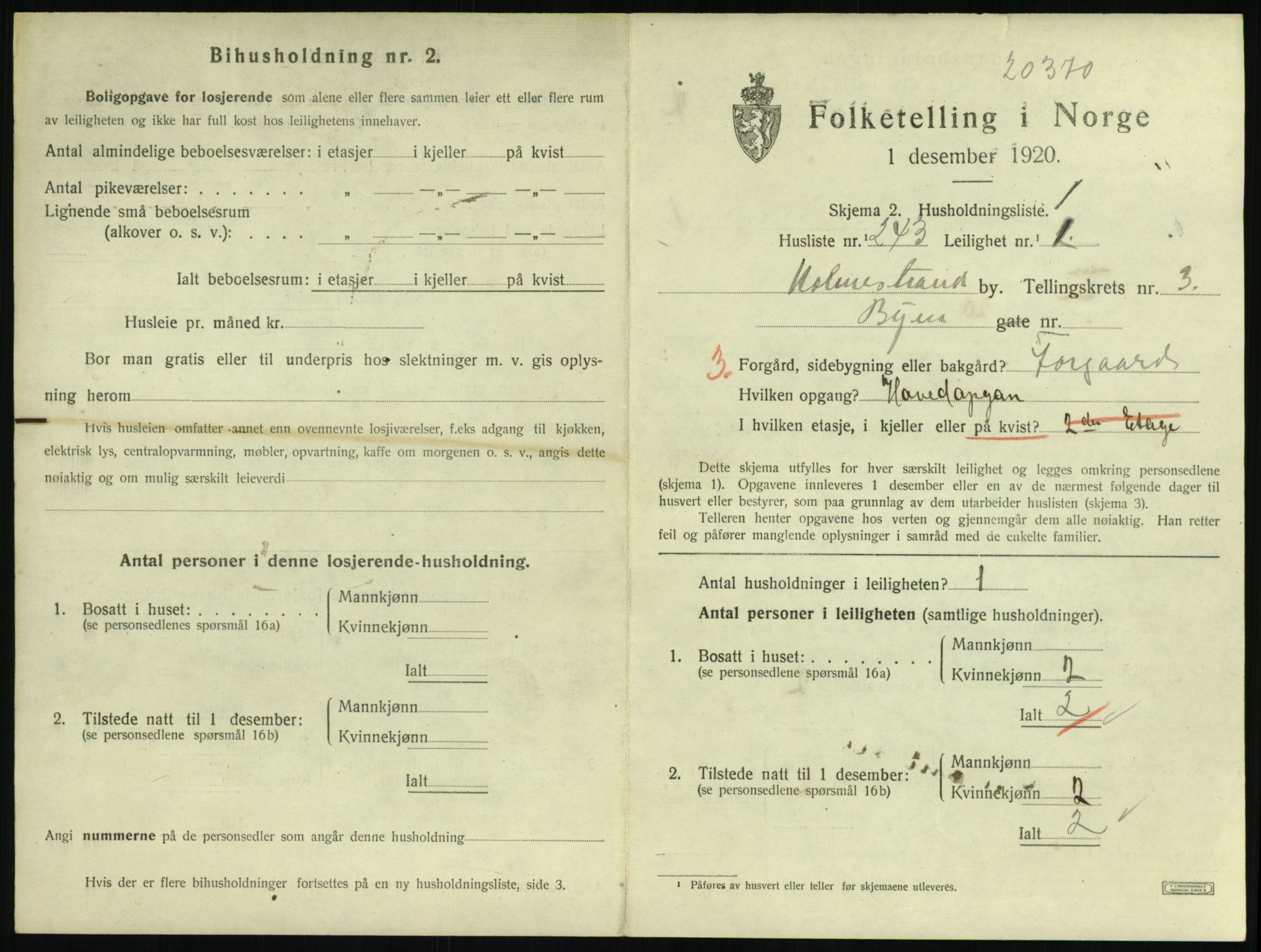 SAKO, 1920 census for Holmestrand, 1920, p. 1436