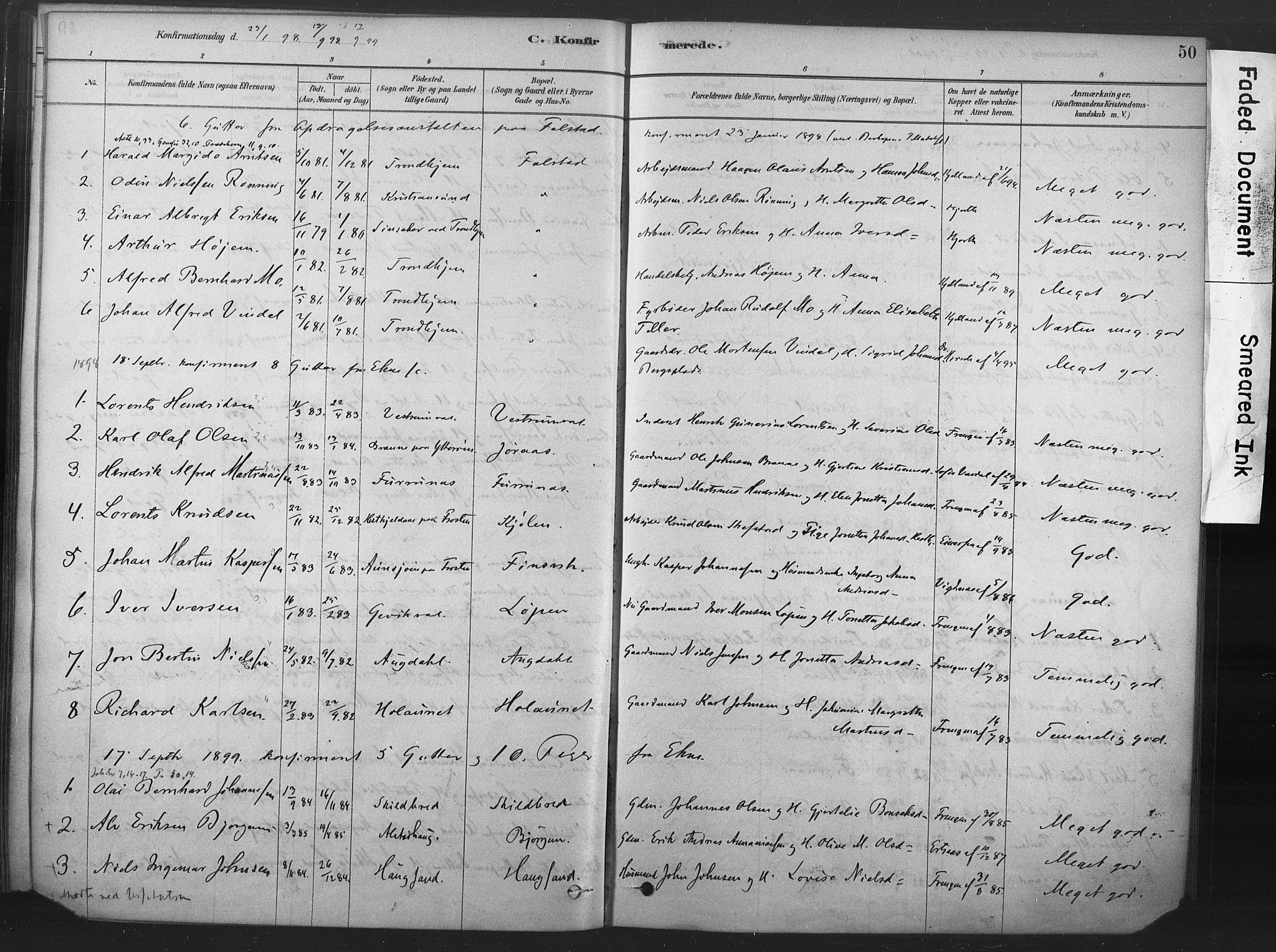 Ministerialprotokoller, klokkerbøker og fødselsregistre - Nord-Trøndelag, SAT/A-1458/719/L0178: Parish register (official) no. 719A01, 1878-1900, p. 50