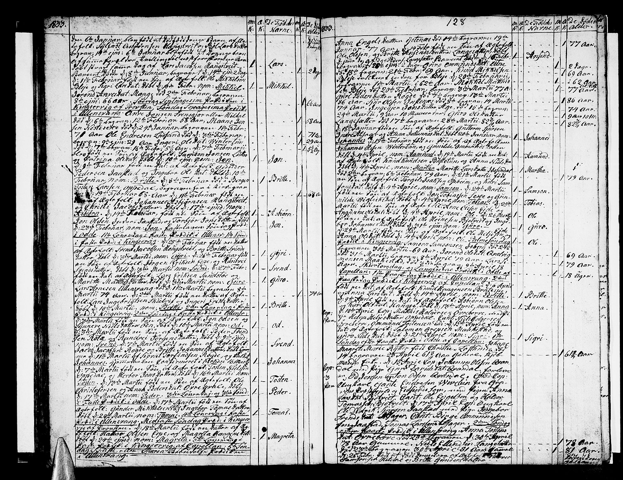 Ullensvang sokneprestembete, AV/SAB-A-78701/H/Haa: Parish register (official) no. A 8, 1804-1835, p. 128