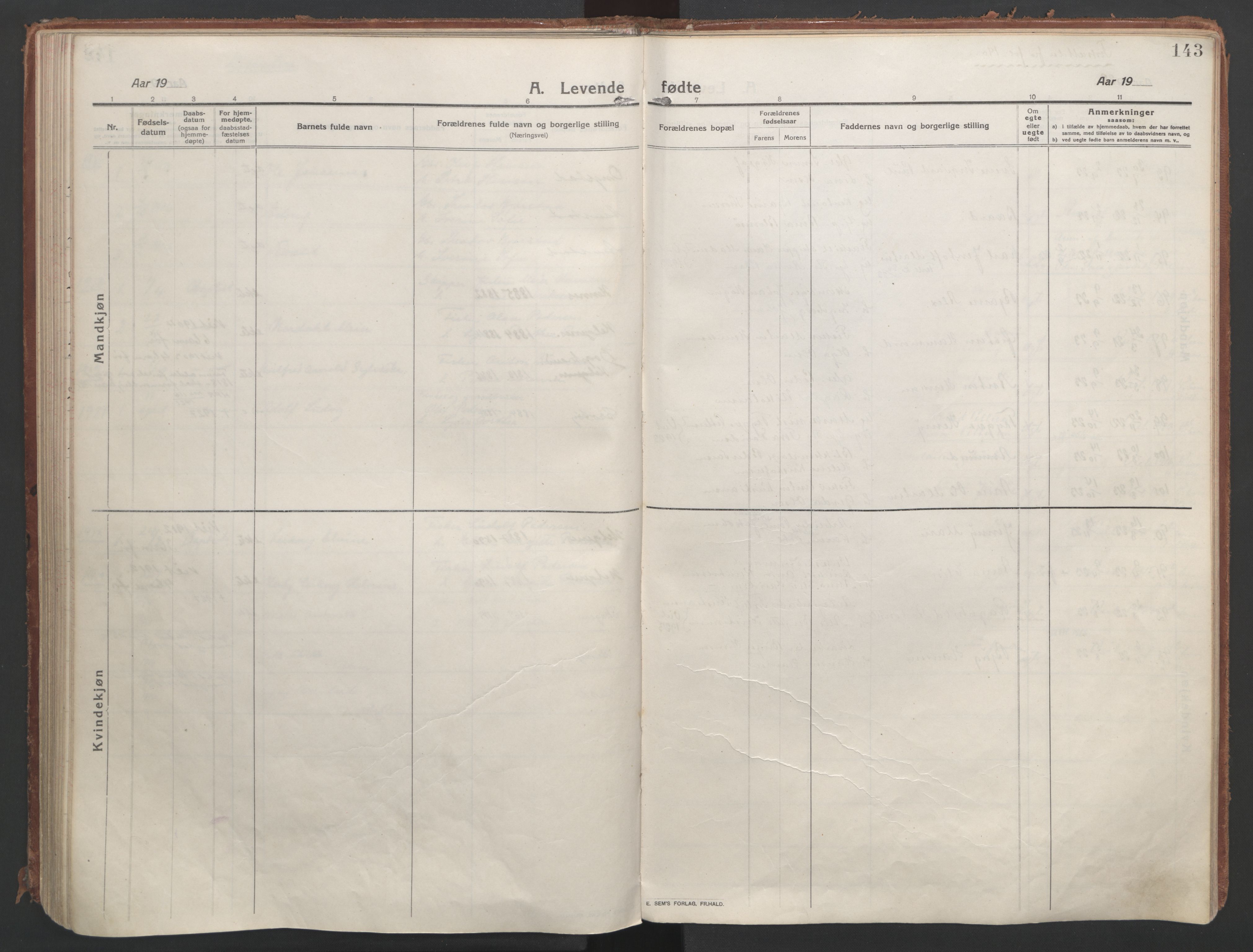 Ministerialprotokoller, klokkerbøker og fødselsregistre - Nordland, AV/SAT-A-1459/888/L1250: Parish register (official) no. 888A16, 1913-1925, p. 143