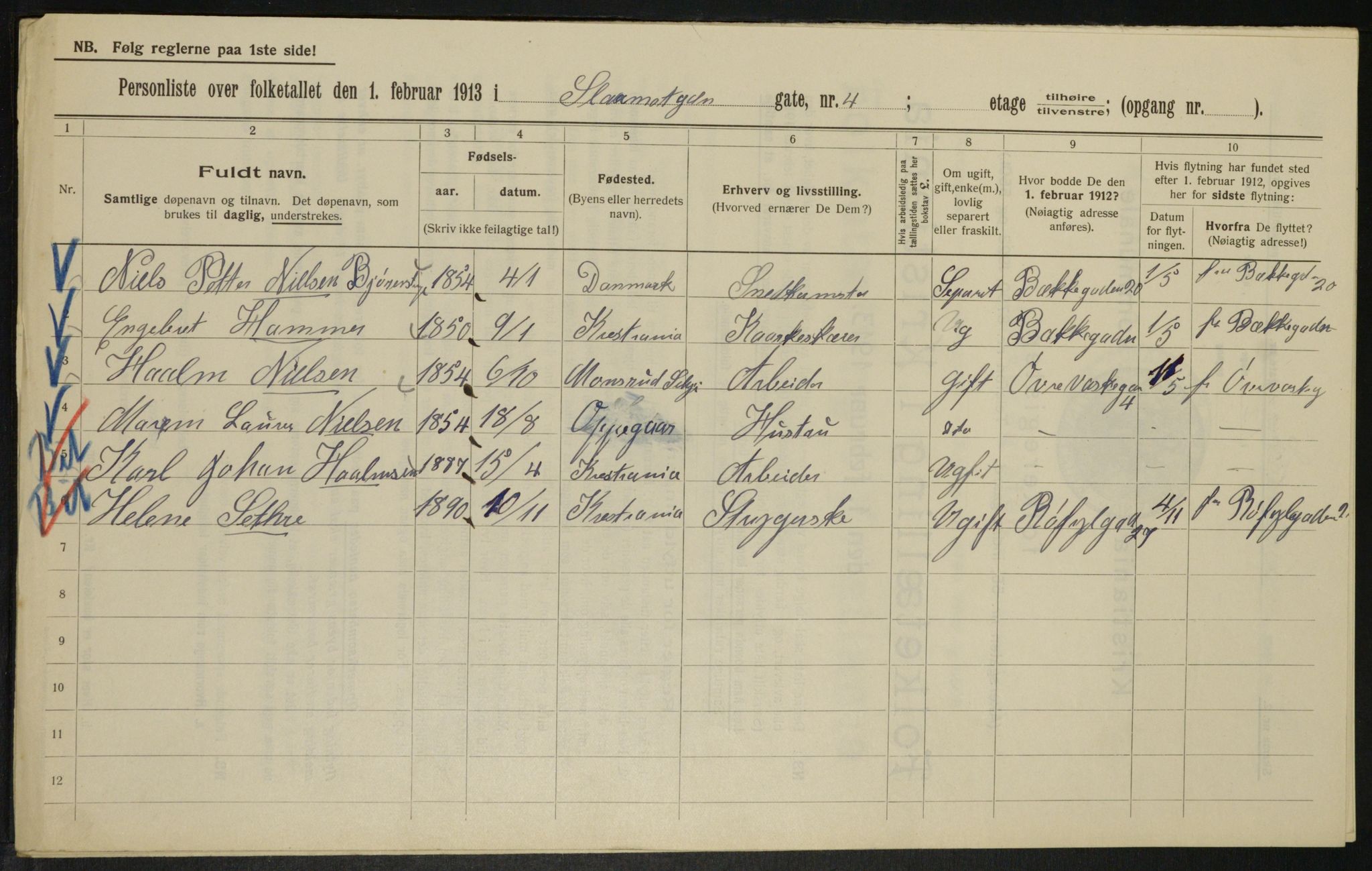 OBA, Municipal Census 1913 for Kristiania, 1913, p. 96947