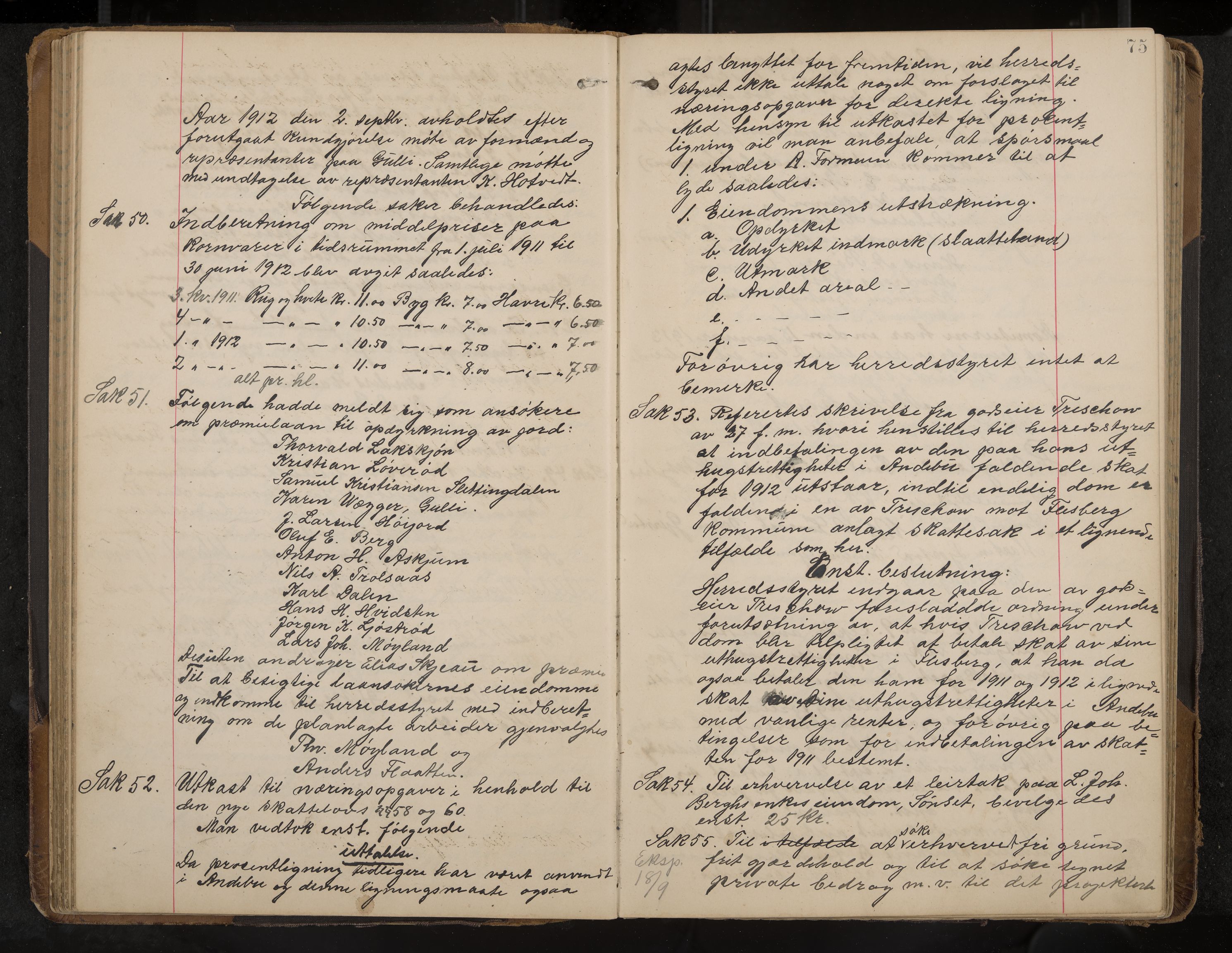 Andebu formannskap og sentraladministrasjon, IKAK/0719021-1/A/Aa/L0004: Møtebok, 1908-1917, p. 76