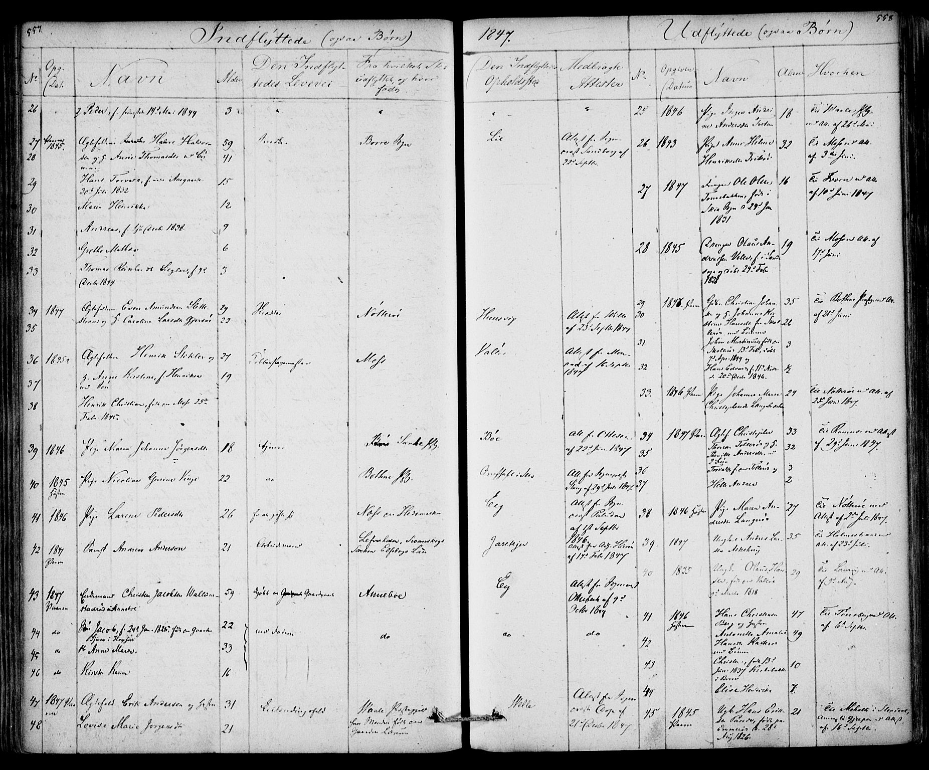 Sem kirkebøker, AV/SAKO-A-5/F/Fa/L0006: Parish register (official) no. I 6, 1843-1855, p. 557-558