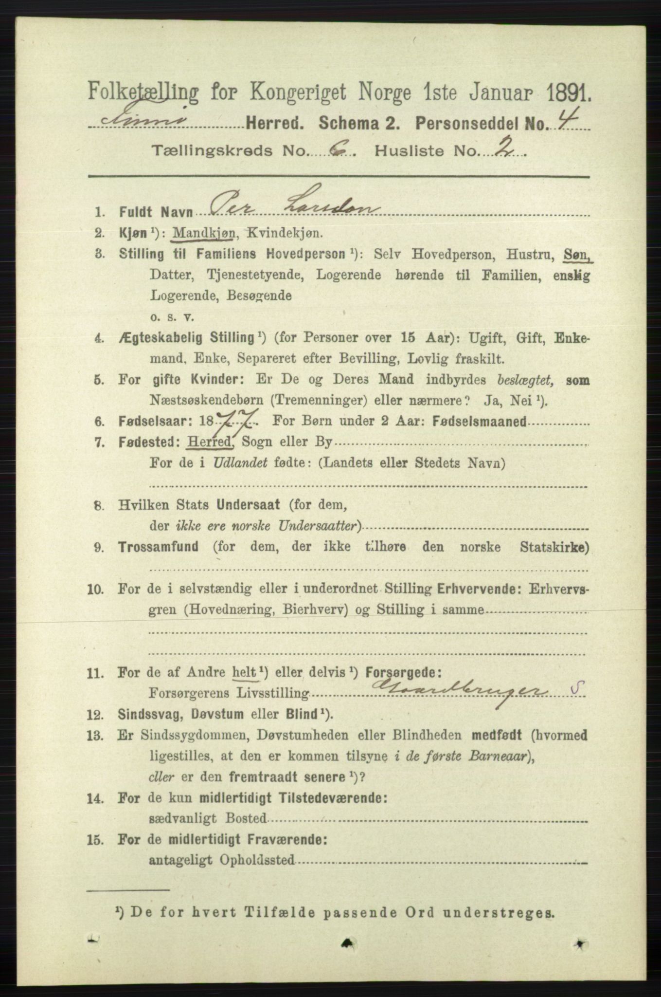 RA, 1891 census for 1141 Finnøy, 1891, p. 1291