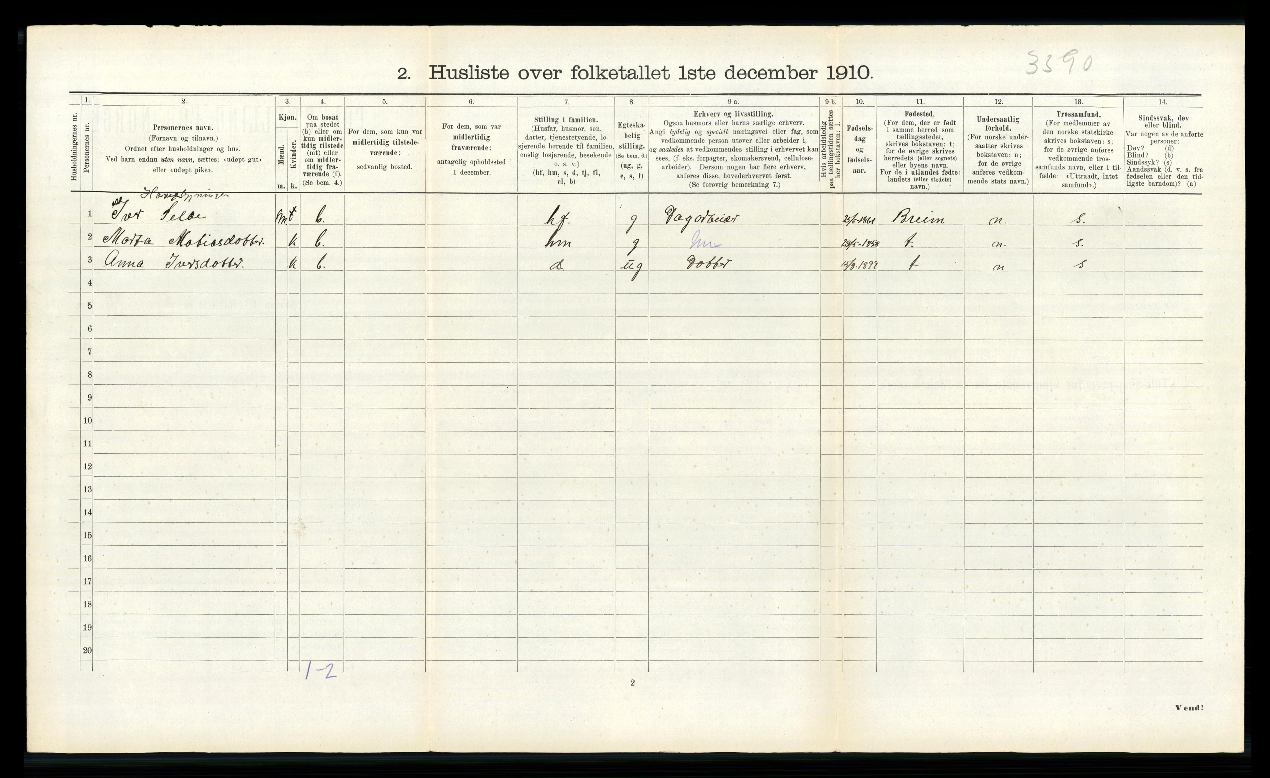 RA, 1910 census for Innvik, 1910, p. 173