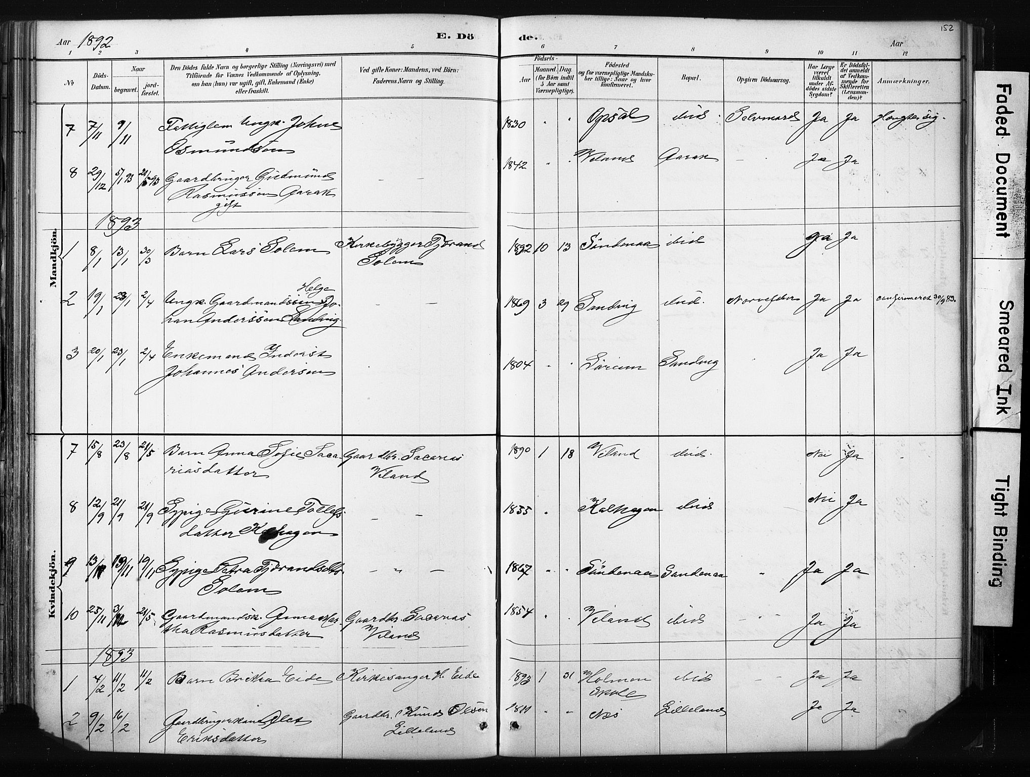 Vikedal sokneprestkontor, SAST/A-101840/01/IV: Parish register (official) no. A 10, 1884-1907, p. 152