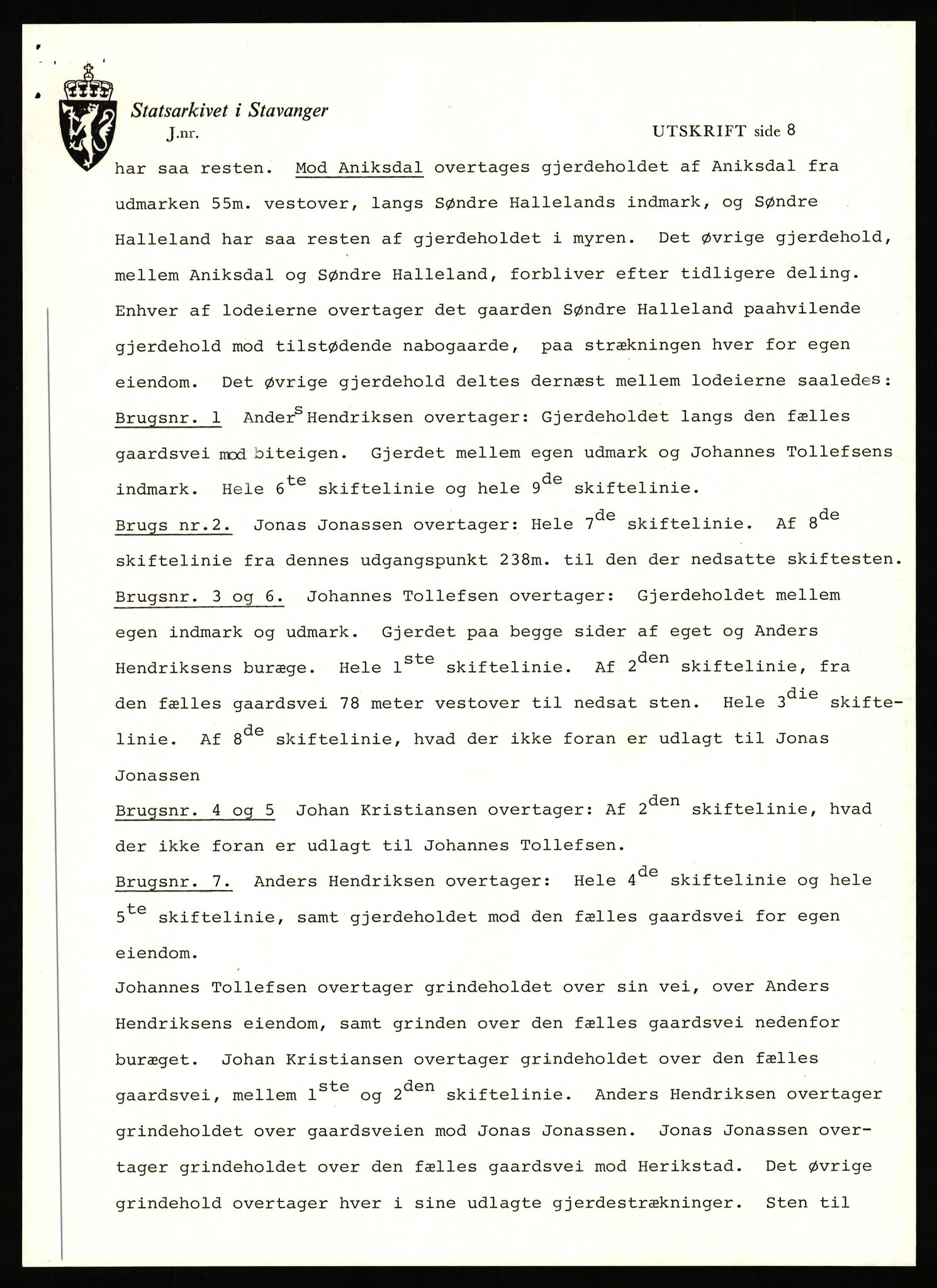 Statsarkivet i Stavanger, SAST/A-101971/03/Y/Yj/L0029: Avskrifter sortert etter gårdsnavn: Haga i Skjold - Handeland, 1750-1930, p. 114