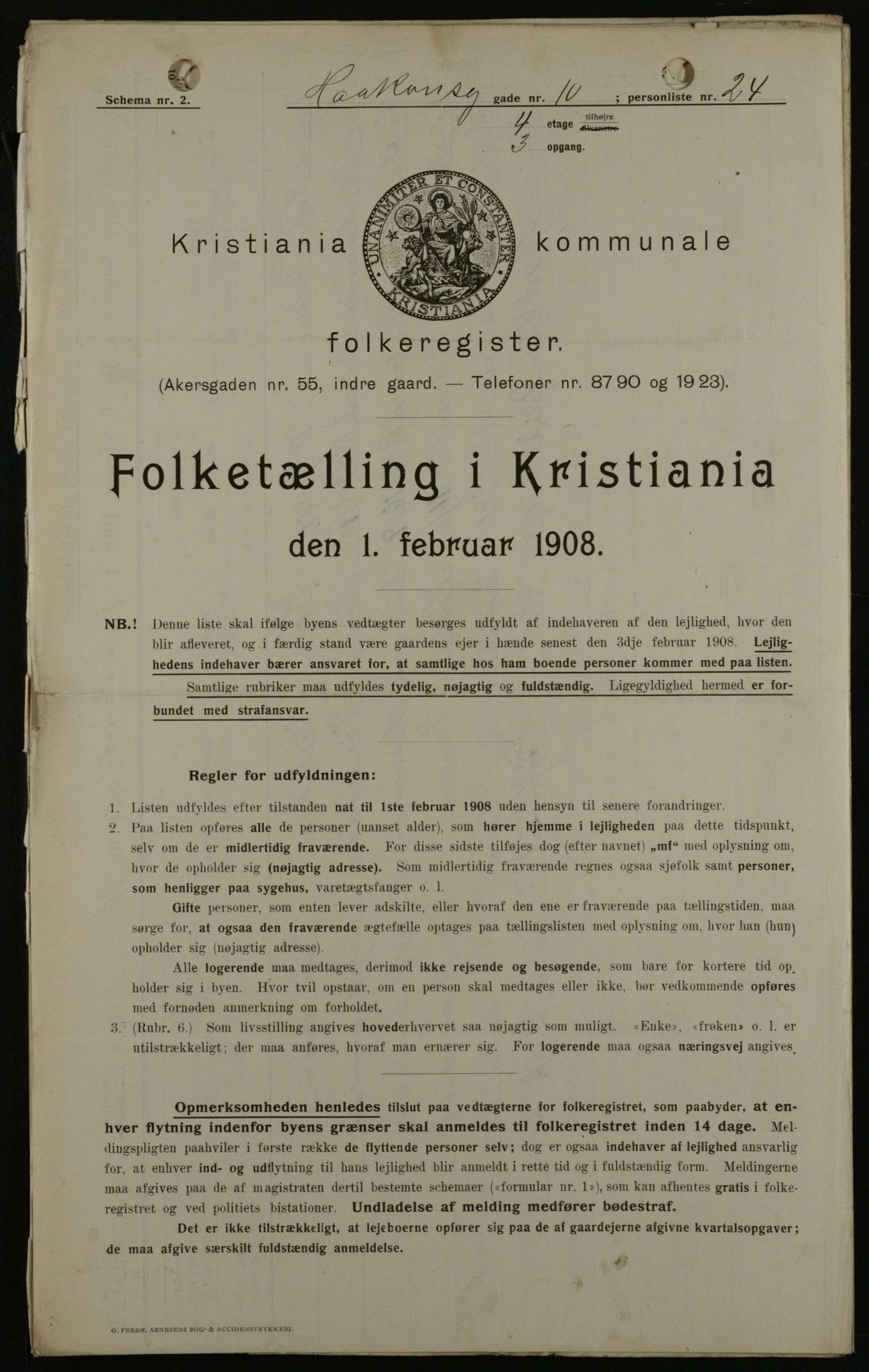 OBA, Municipal Census 1908 for Kristiania, 1908, p. 38455