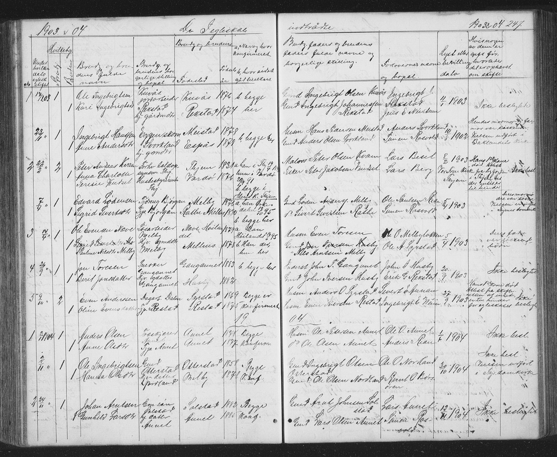 Ministerialprotokoller, klokkerbøker og fødselsregistre - Sør-Trøndelag, SAT/A-1456/667/L0798: Parish register (copy) no. 667C03, 1867-1929, p. 247