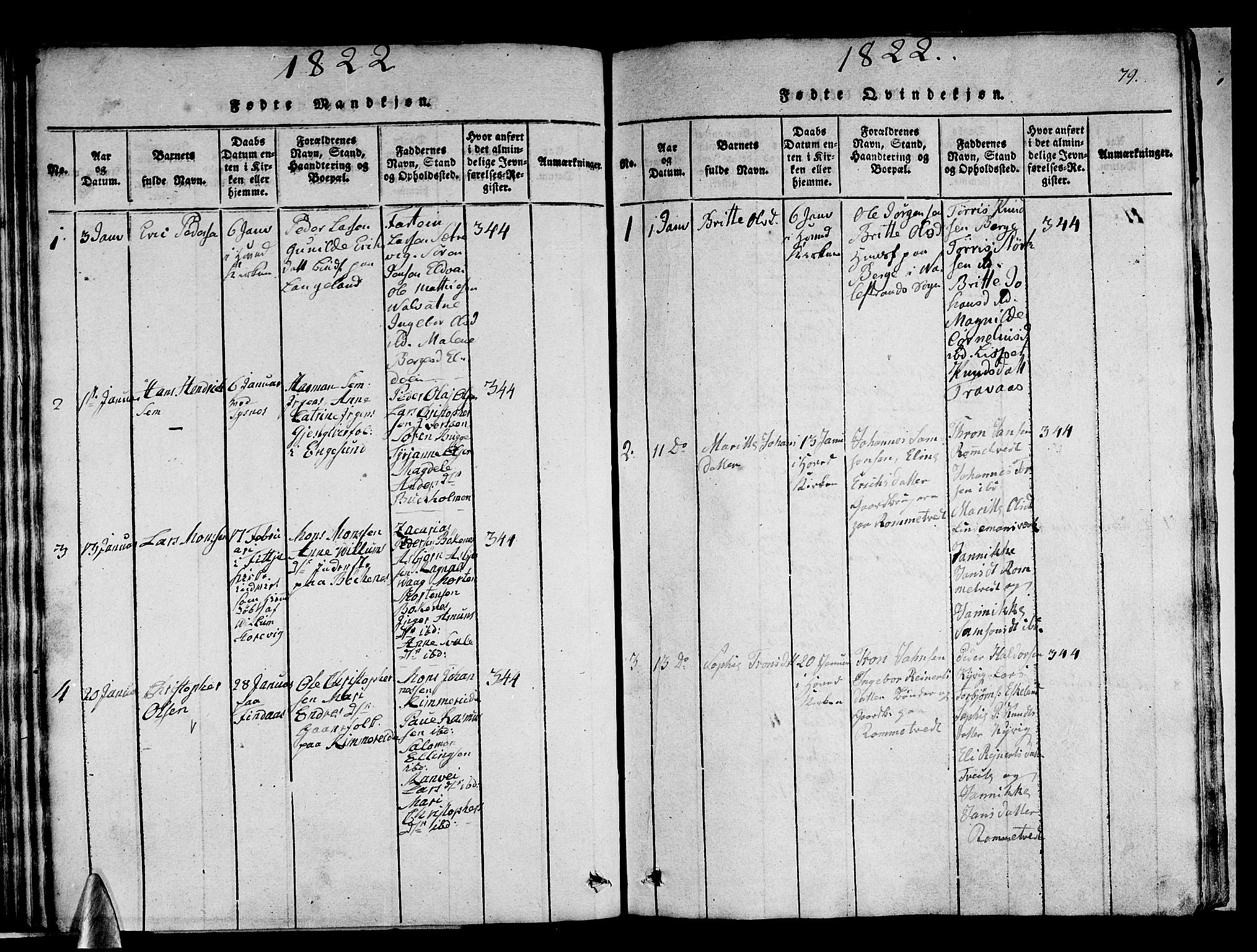 Stord sokneprestembete, SAB/A-78201/H/Haa: Parish register (official) no. A 5, 1816-1825, p. 79