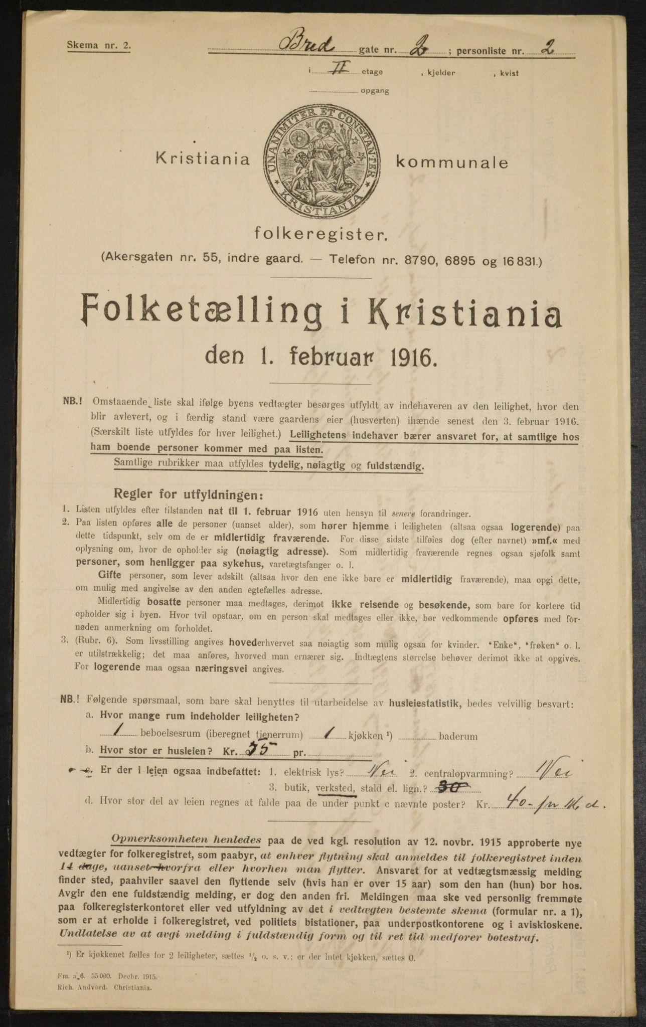 OBA, Municipal Census 1916 for Kristiania, 1916, p. 8222