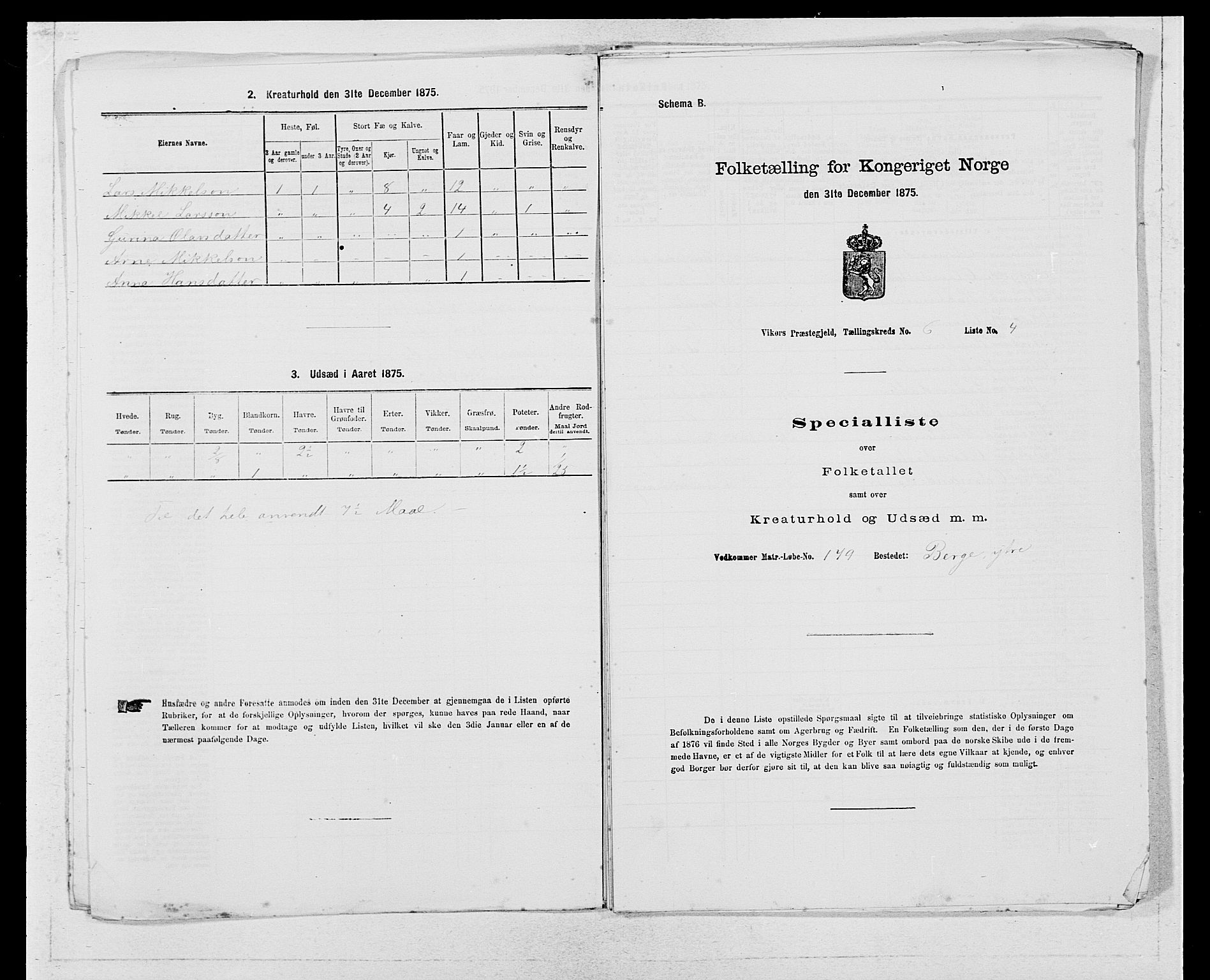 SAB, 1875 census for 1238P Vikør, 1875, p. 784