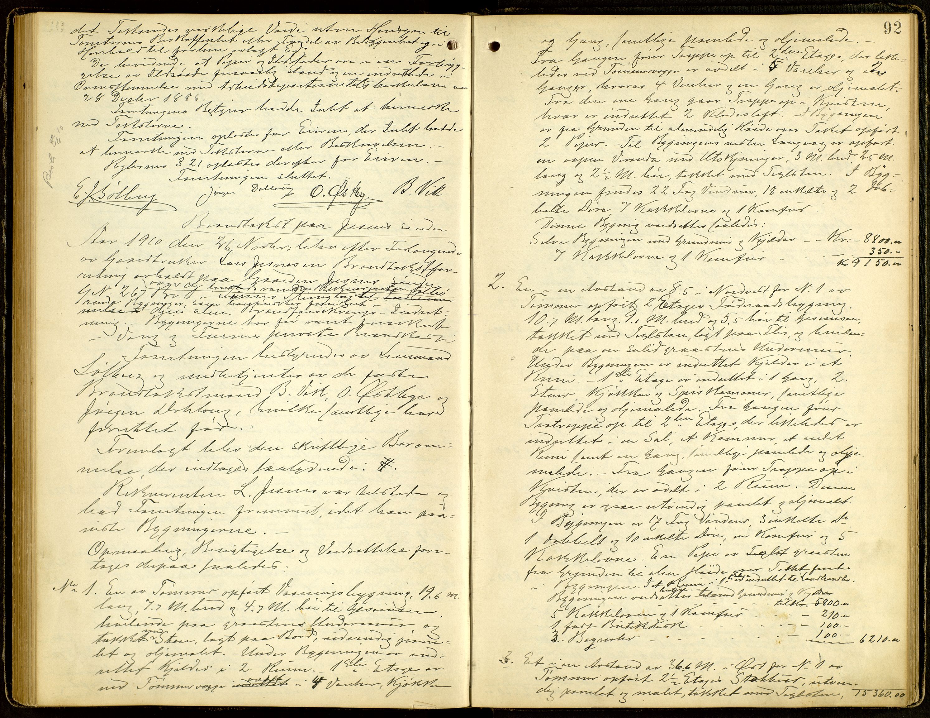 Norges Brannkasse, Furnes, AV/SAH-NBRANF-004/F/L0001: Branntakstprotokoll, 1895-1916, p. 91b-92a