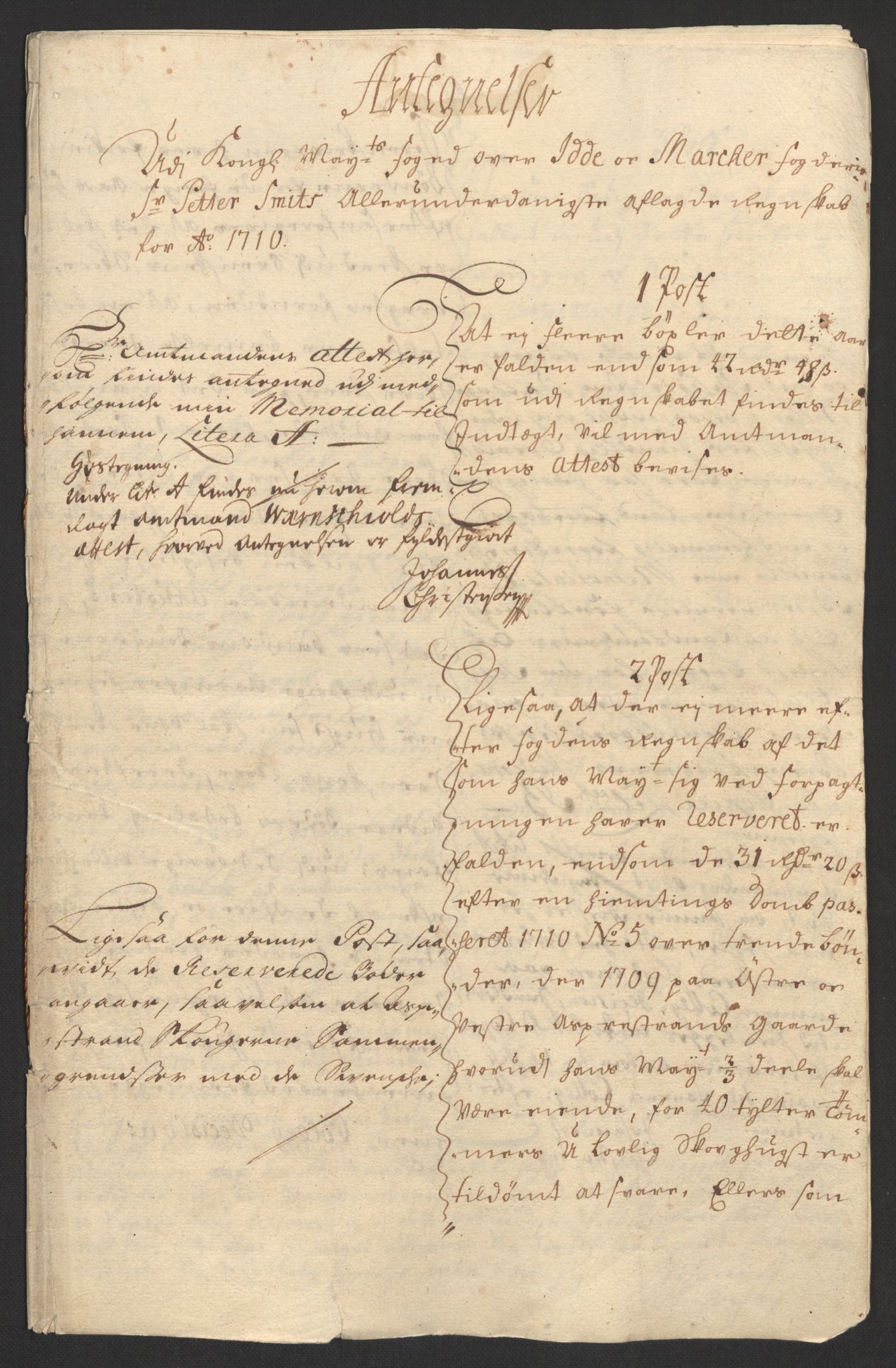 Rentekammeret inntil 1814, Reviderte regnskaper, Fogderegnskap, RA/EA-4092/R01/L0019: Fogderegnskap Idd og Marker, 1710, p. 135