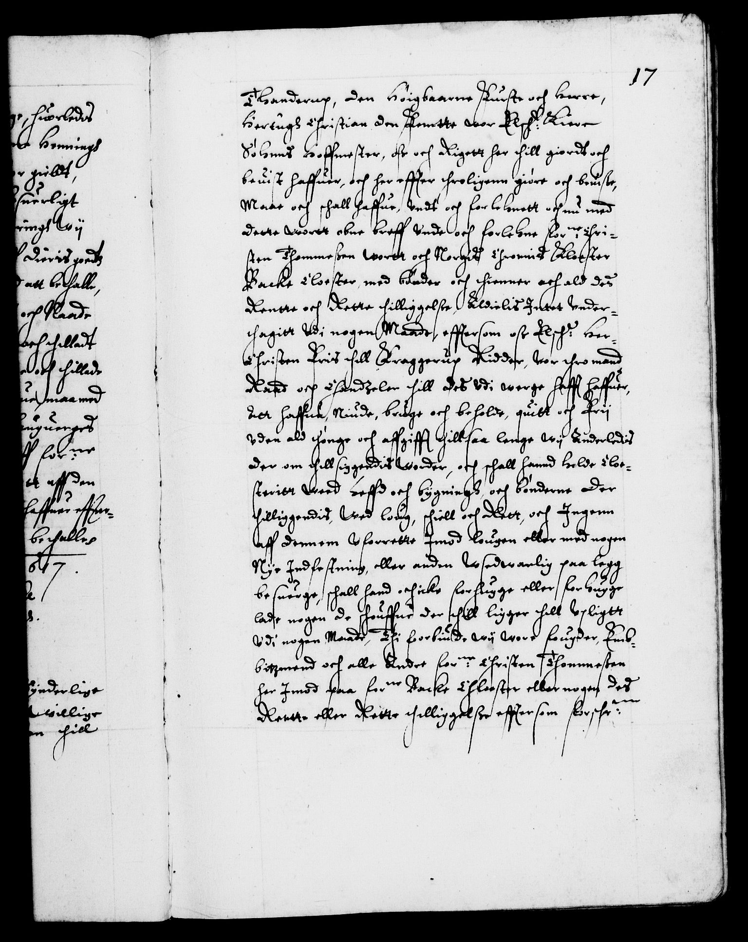 Danske Kanselli 1572-1799, AV/RA-EA-3023/F/Fc/Fca/Fcaa/L0004: Norske registre (mikrofilm), 1617-1630, p. 17a