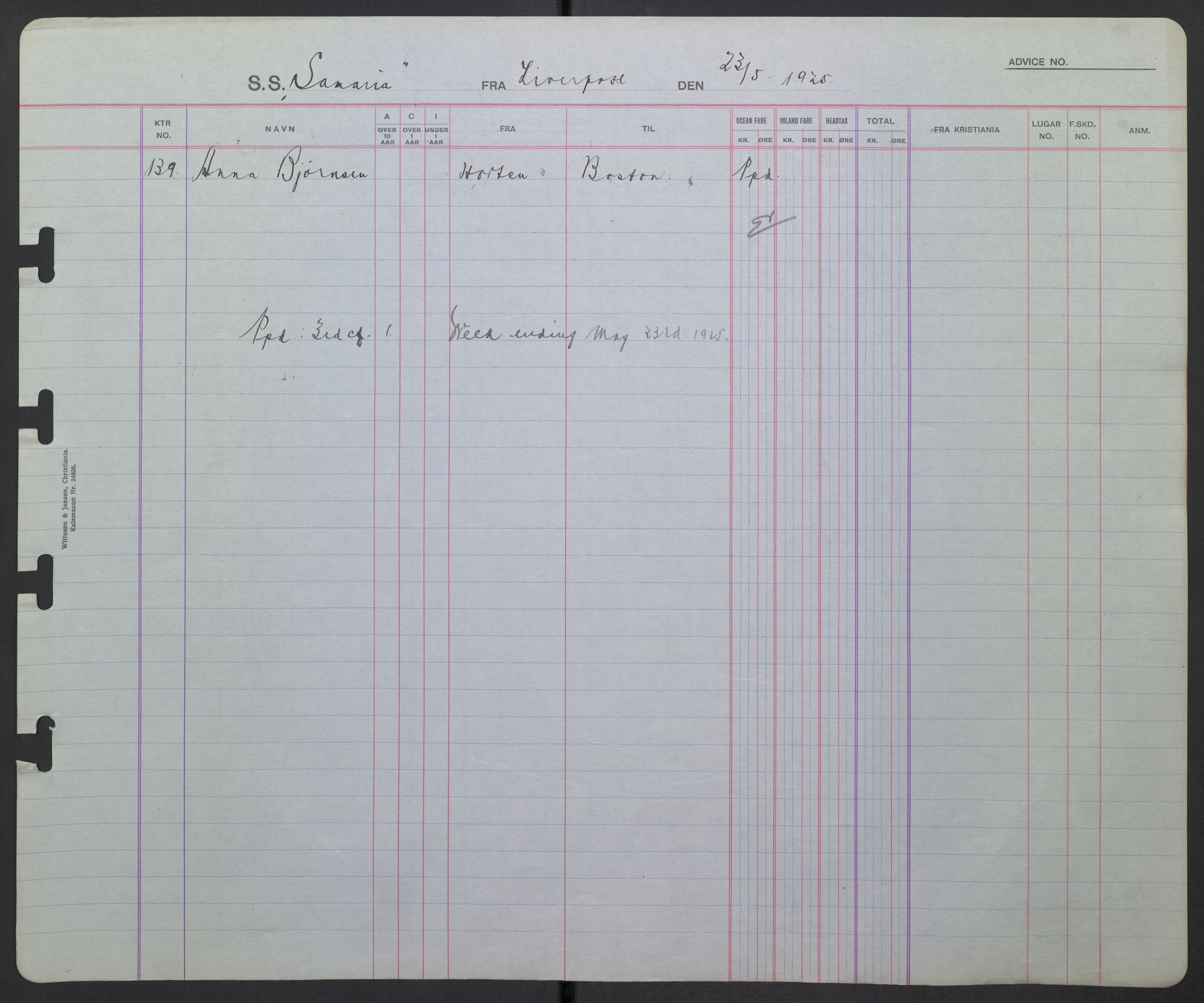 White Star-linjen, AV/SAO-PAO-0201/D/Db/L0001: Passasjerlister, 1924-1937, p. 10